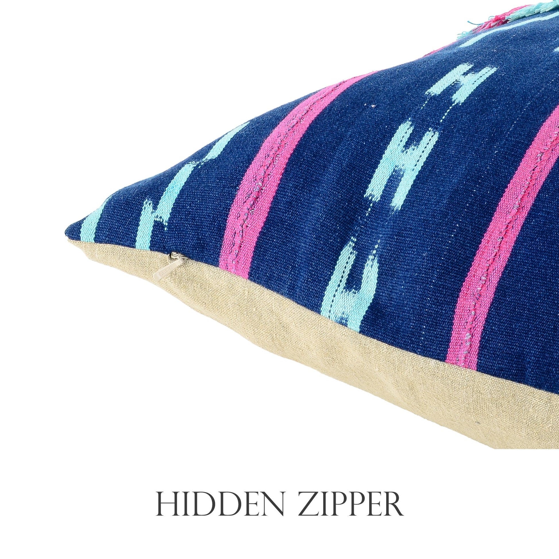 Hidden zipper closure allows removal of the insert to care for the cover