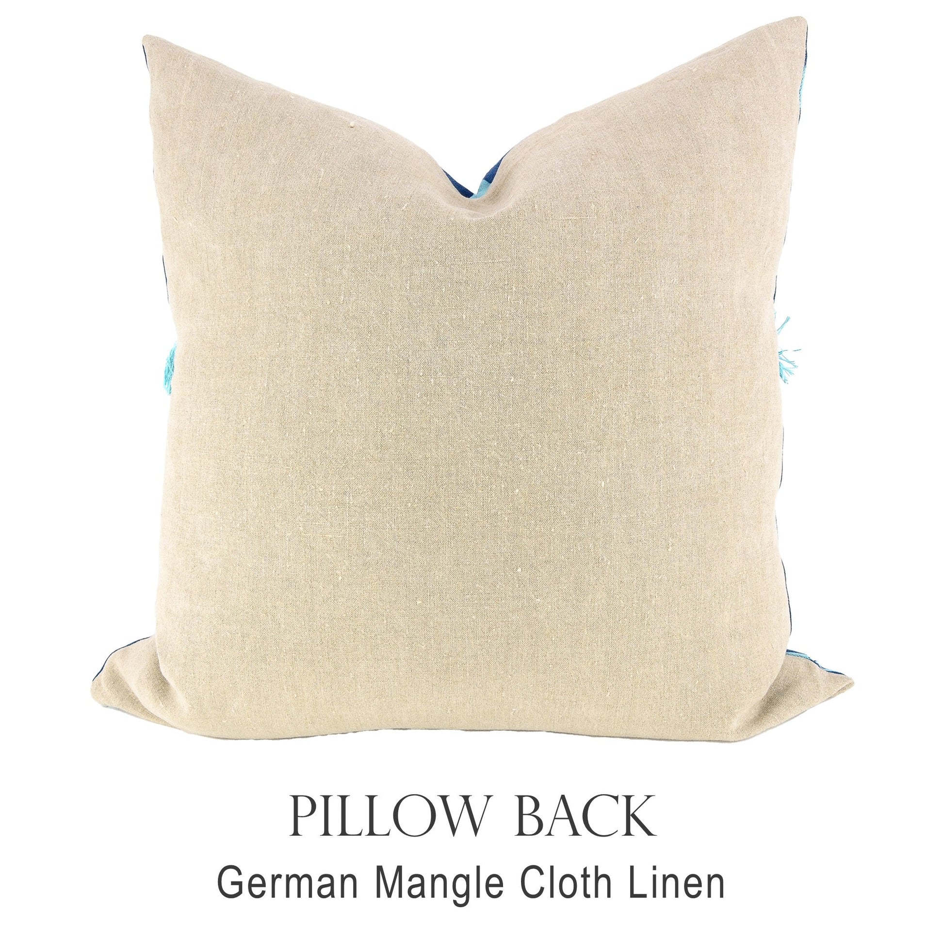 Back of pillow made from vintage German natural tone mangle cloth linen