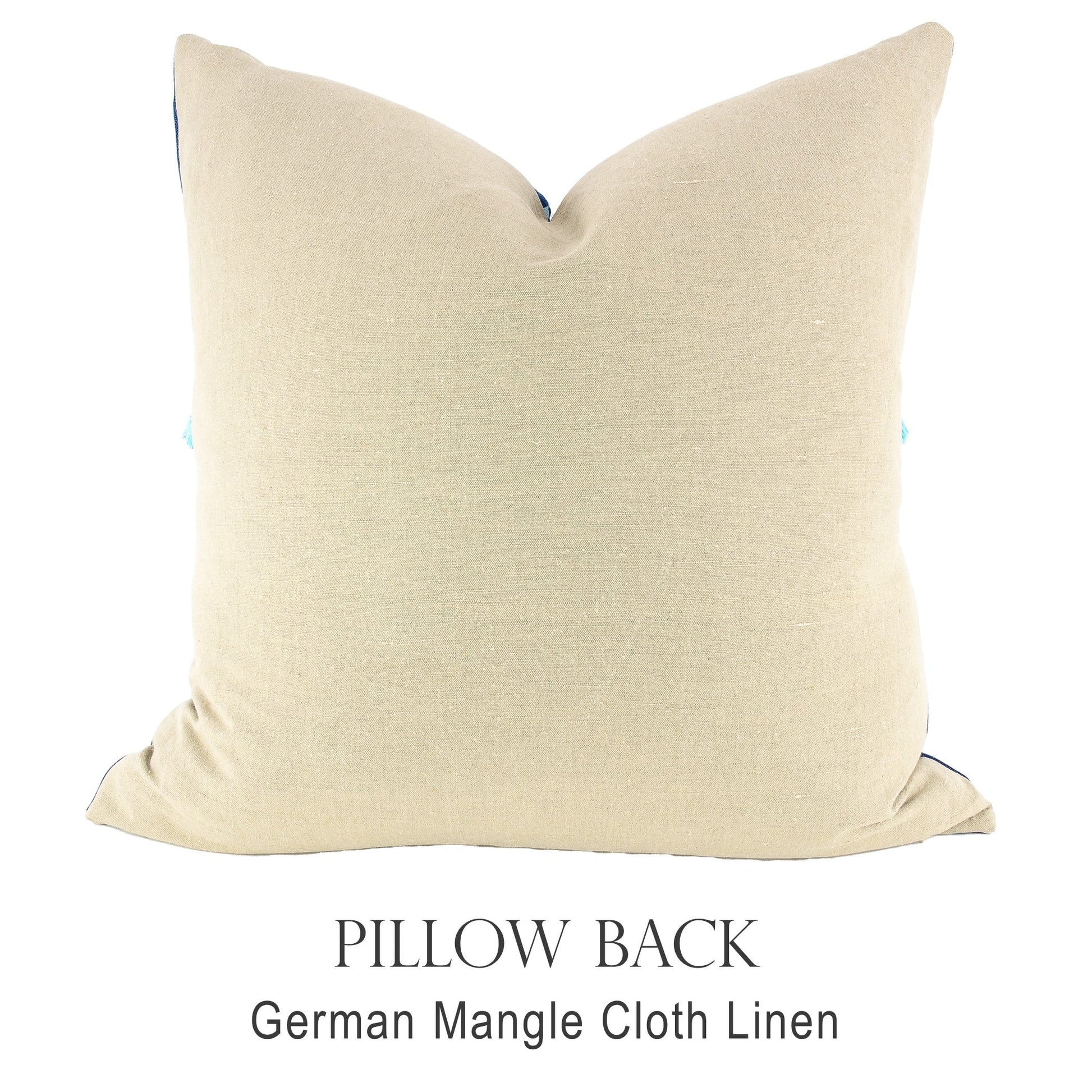Back of pillow made from vintage German natural tone mangle cloth linen