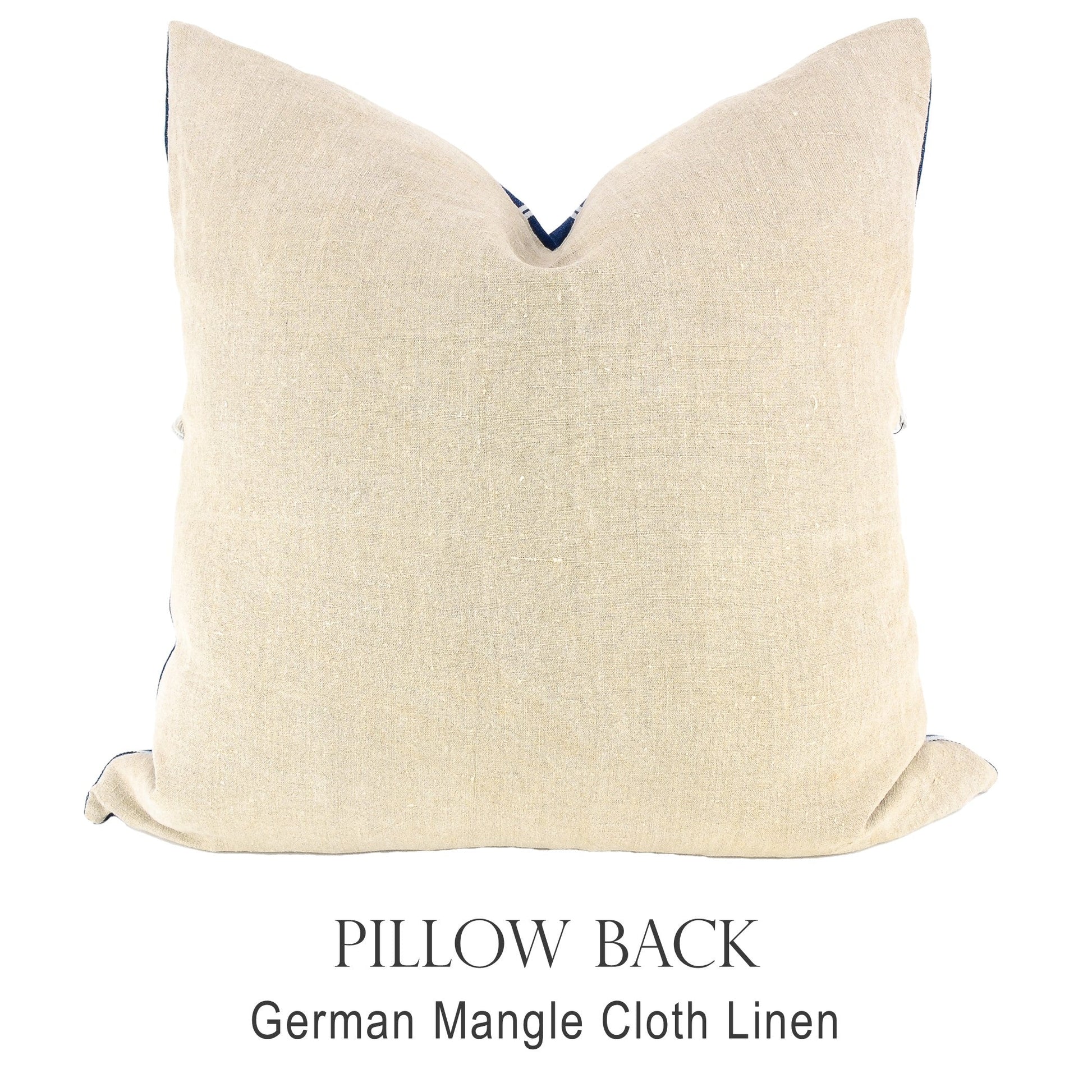 Back of pillow made from vintage German natural tone mangle cloth linen