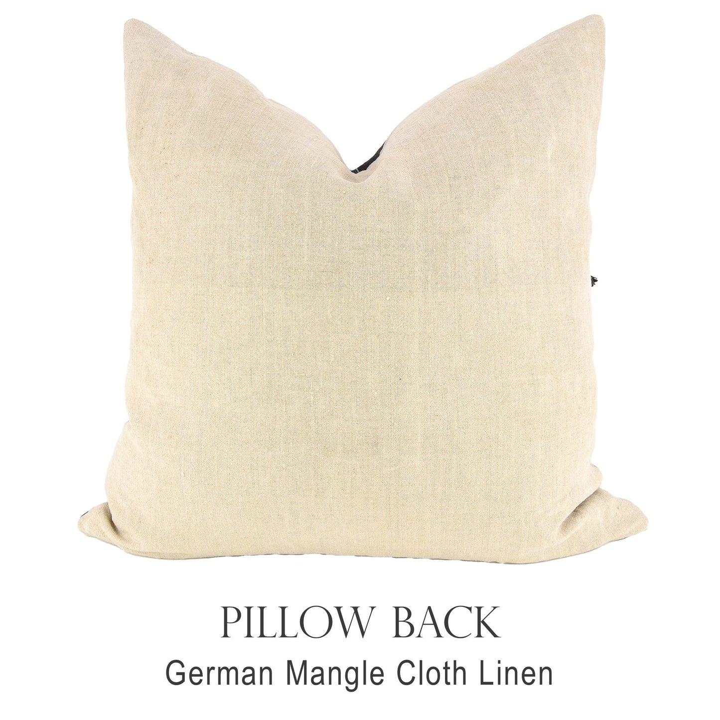 Back of pillow made from vintage German natural tone mangle cloth linen