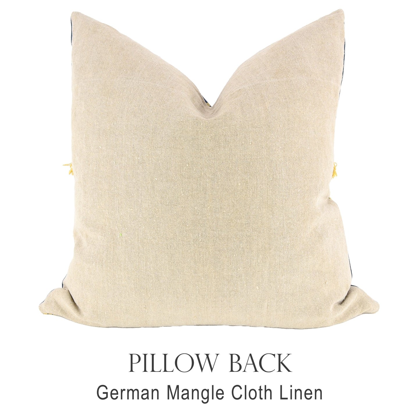 Back of pillow made from vintage German natural tone mangle cloth linen