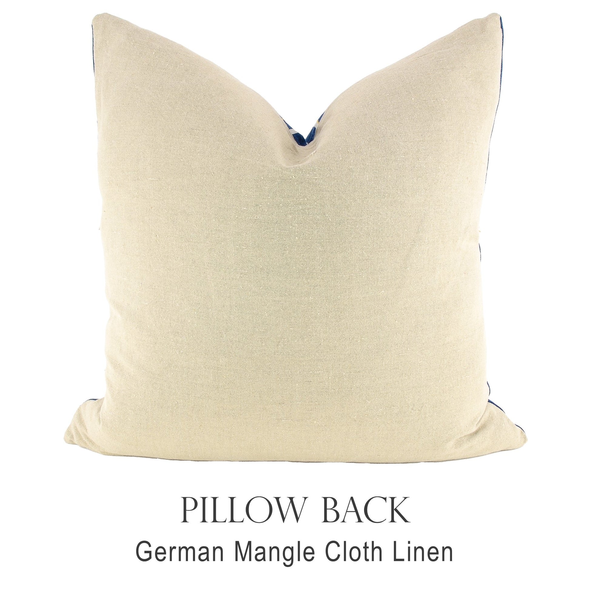 Back of pillow made from vintage German natural tone mangle cloth linen