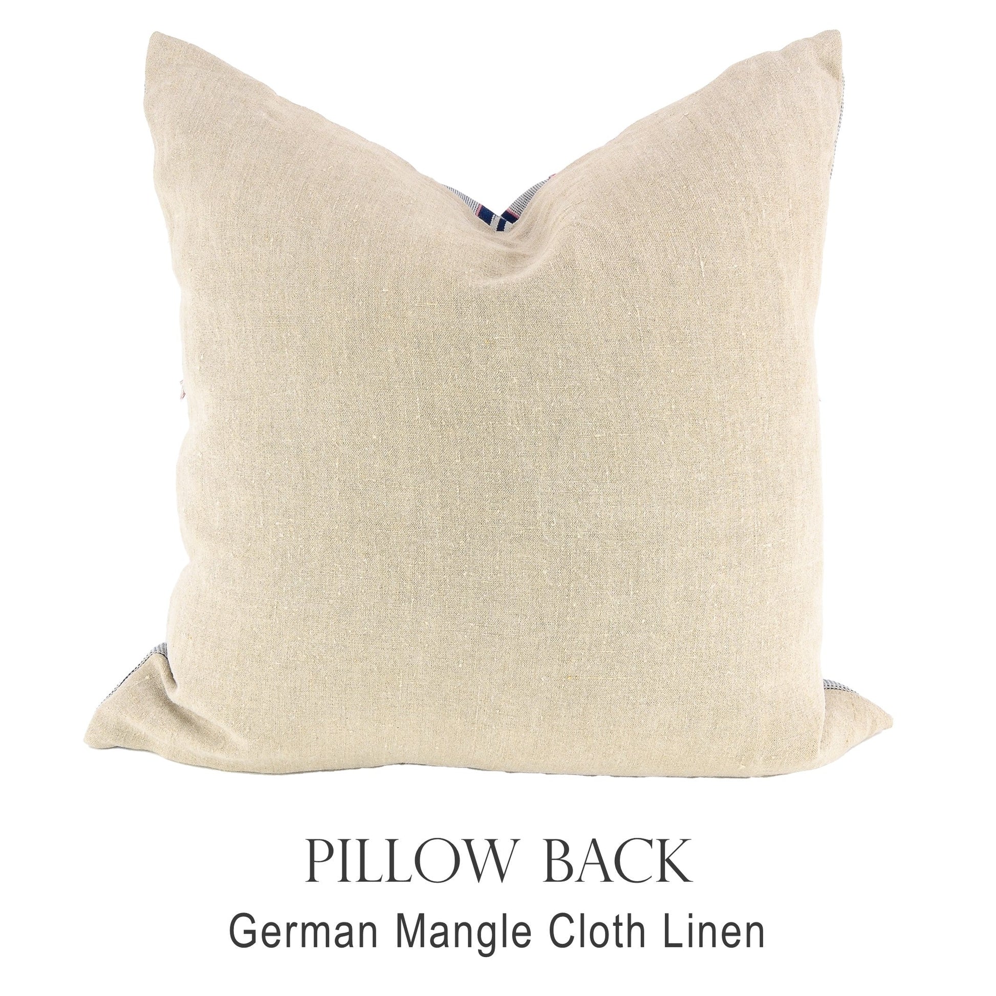 Back of pillow made from vintage German natural tone mangle cloth linen