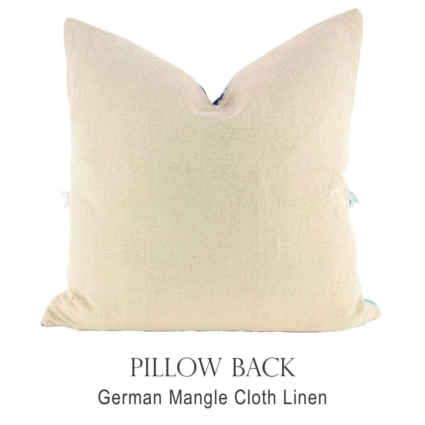 Back of pillow made from vintage German natural tone mangle cloth linen