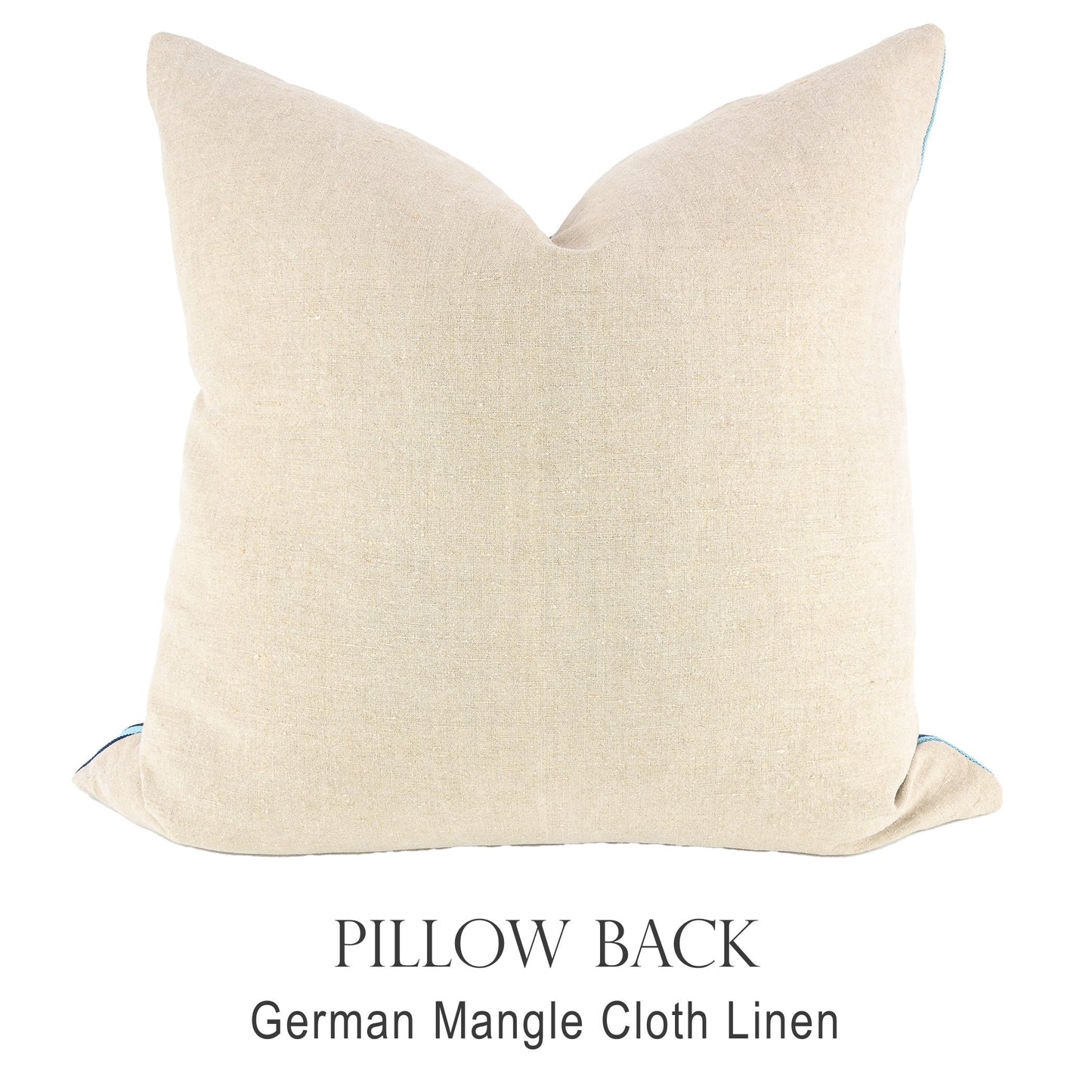 Back of pillow made from vintage German natural tone mangle cloth linen
