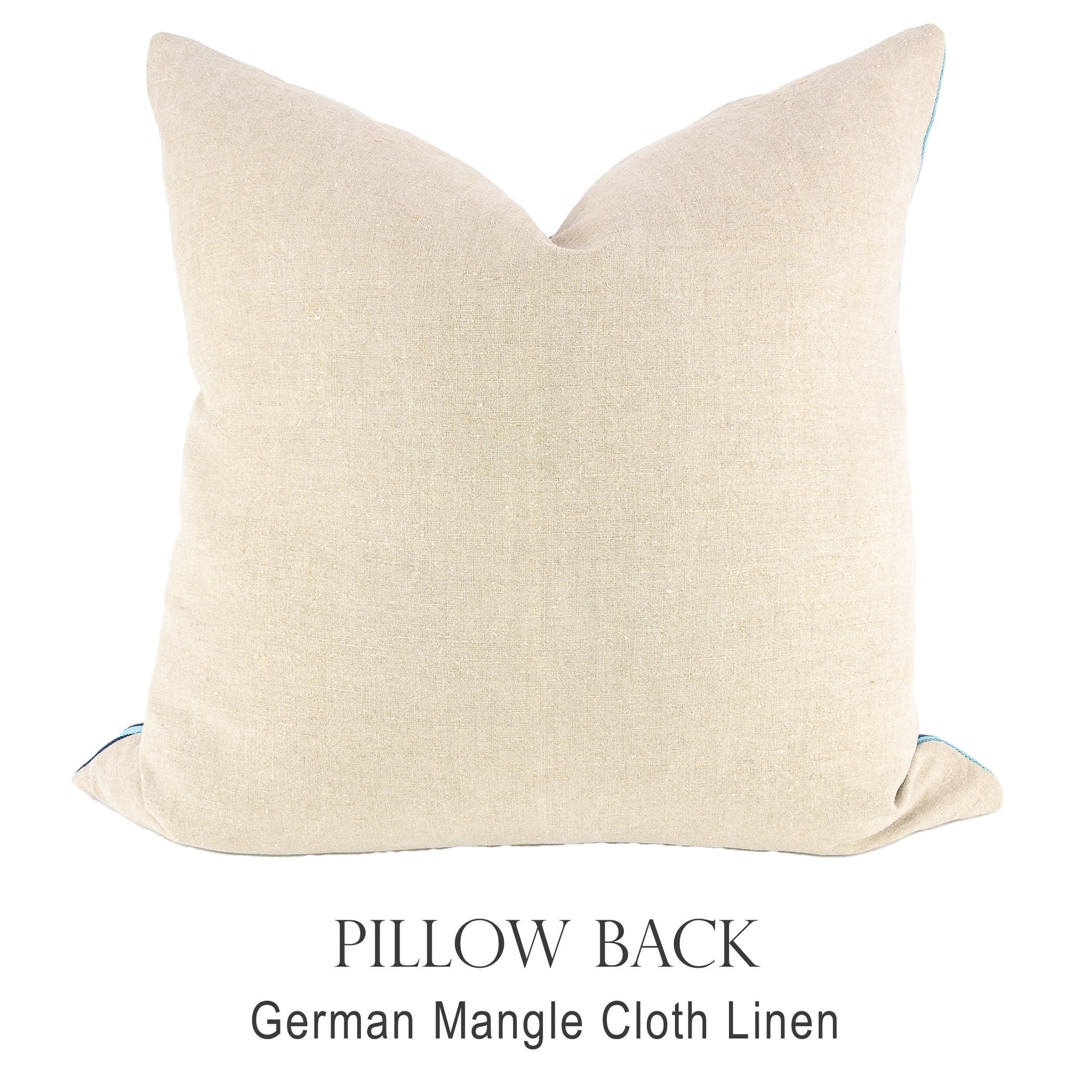 Back of pillow made from vintage German natural tone mangle cloth linen
