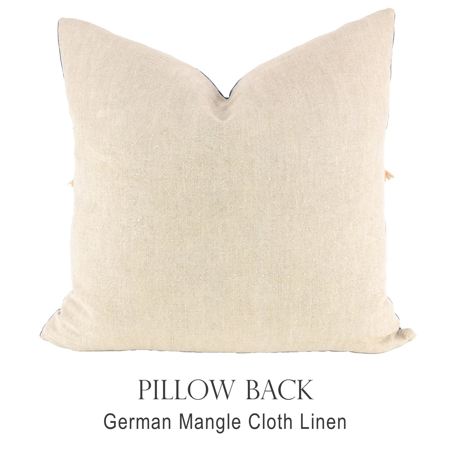 Back of pillow made from vintage German natural tone mangle cloth linen