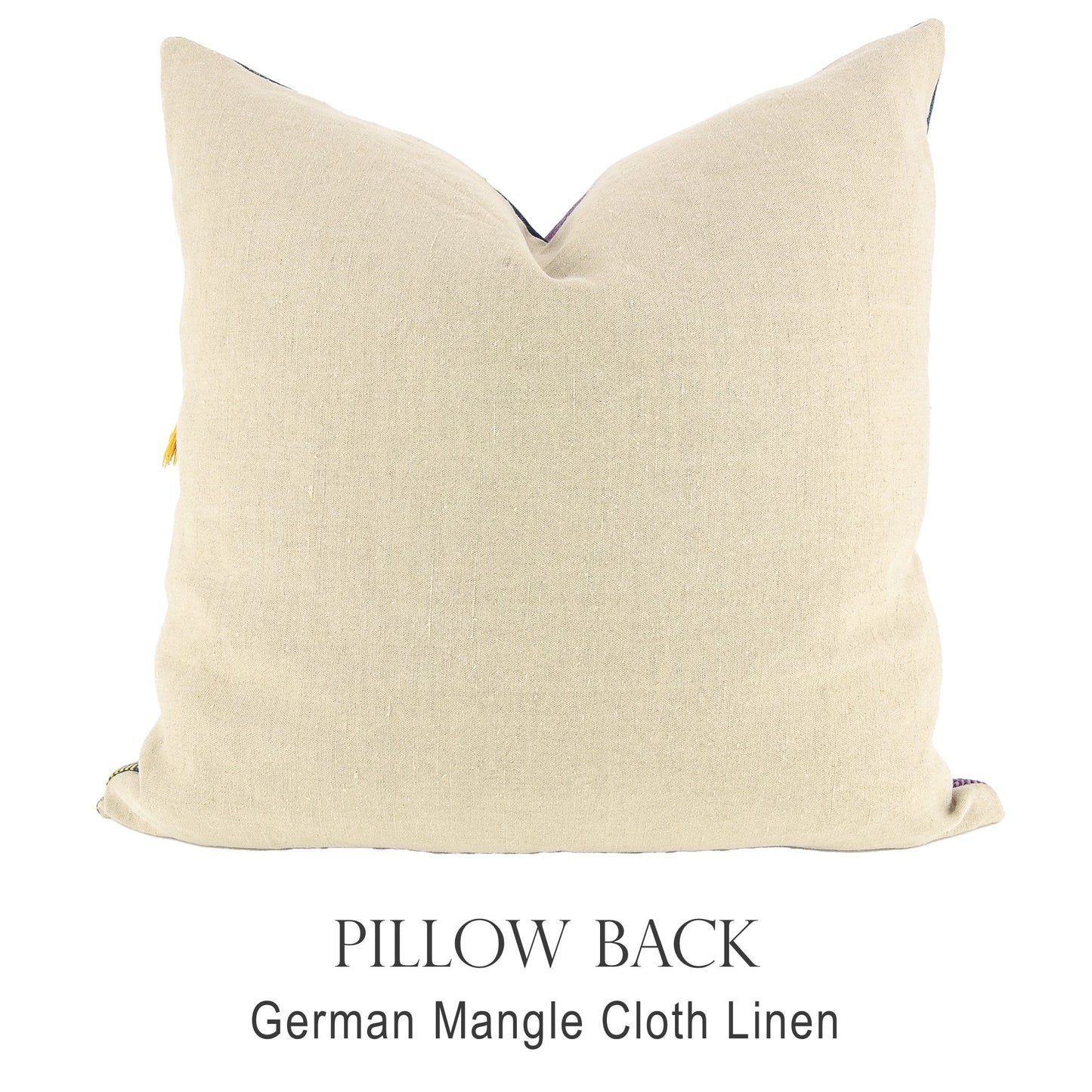 Back of pillow made from vintage German natural tone mangle cloth linen