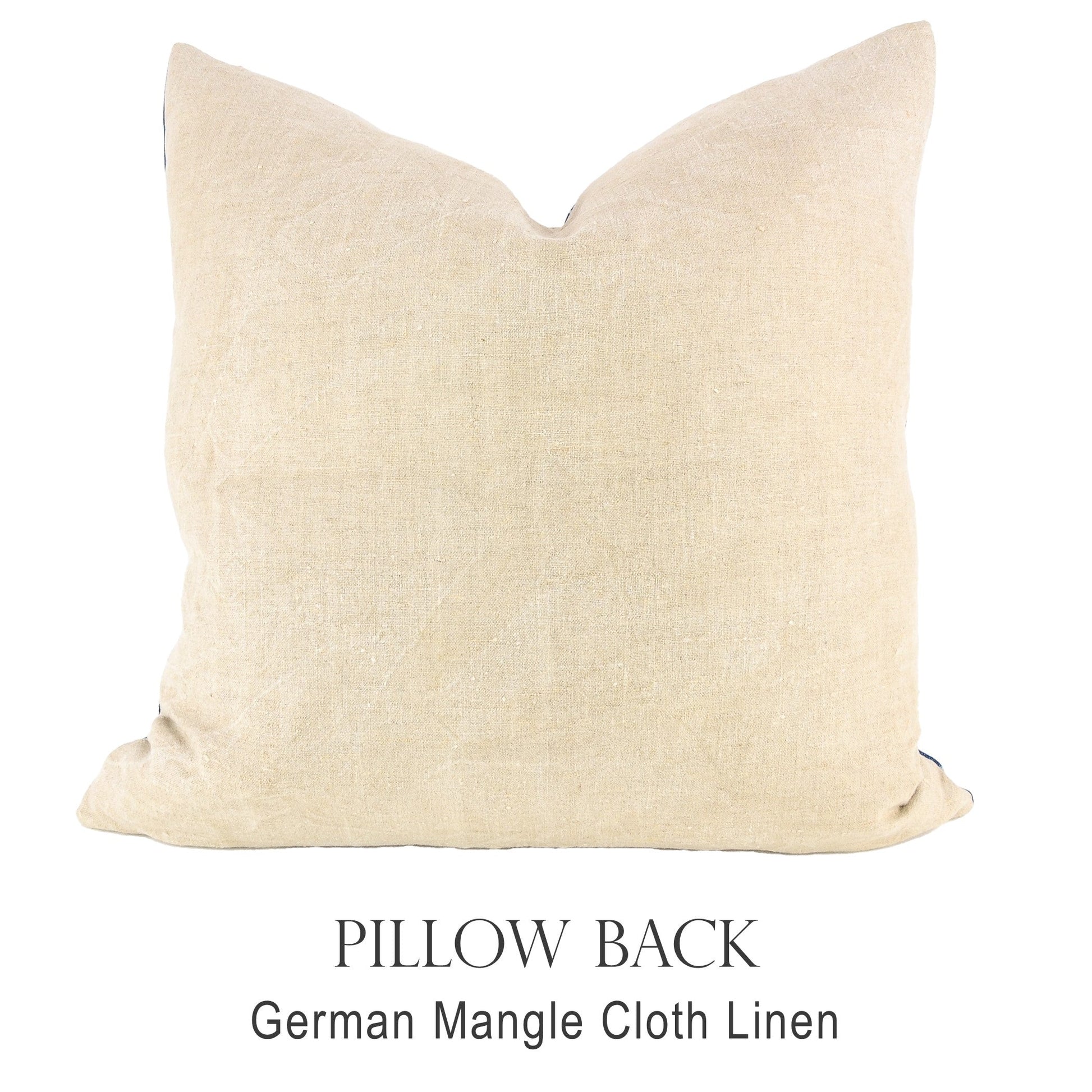 Back of pillow made from vintage German natural tone mangle cloth linen