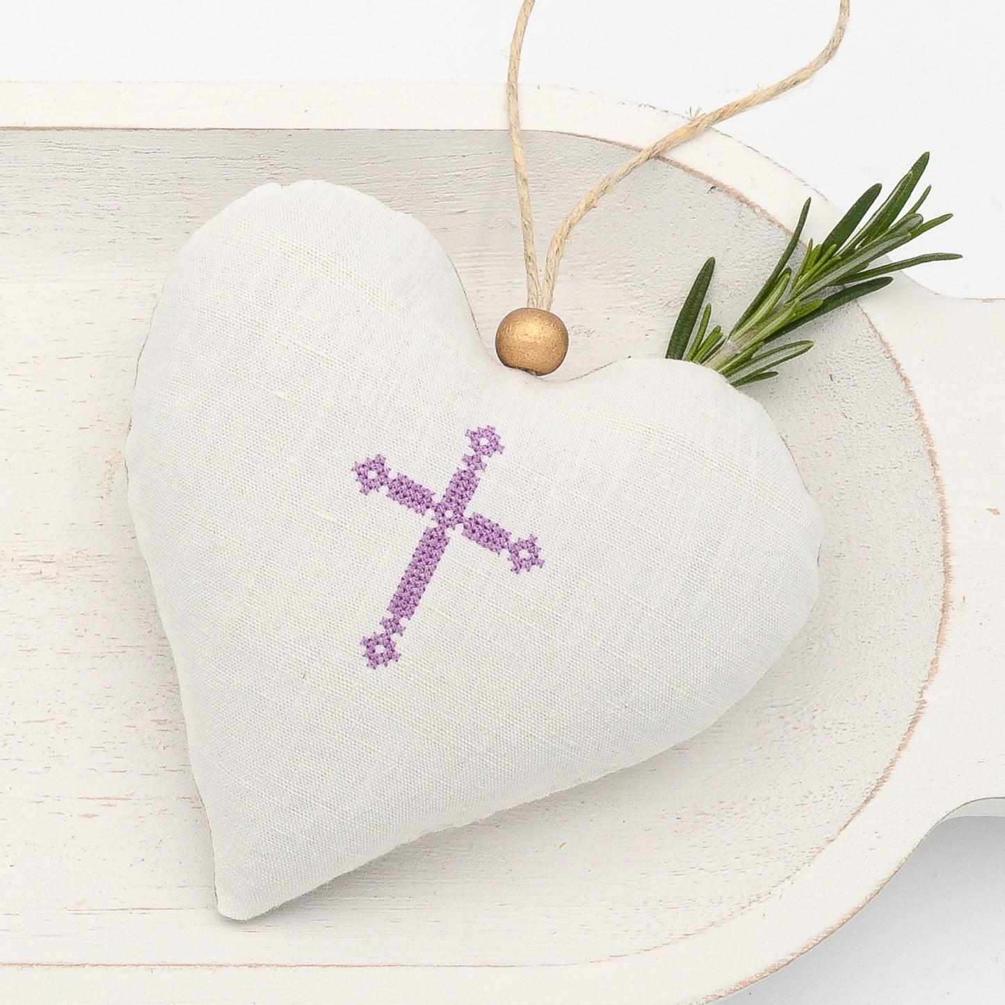 Purple Cross Lavender Sachet Heart