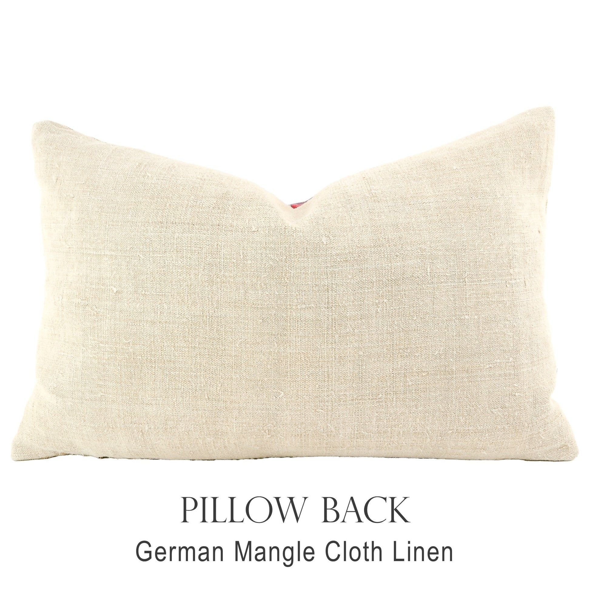 Back of pillow made from vintage German natural tone mangle cloth linen