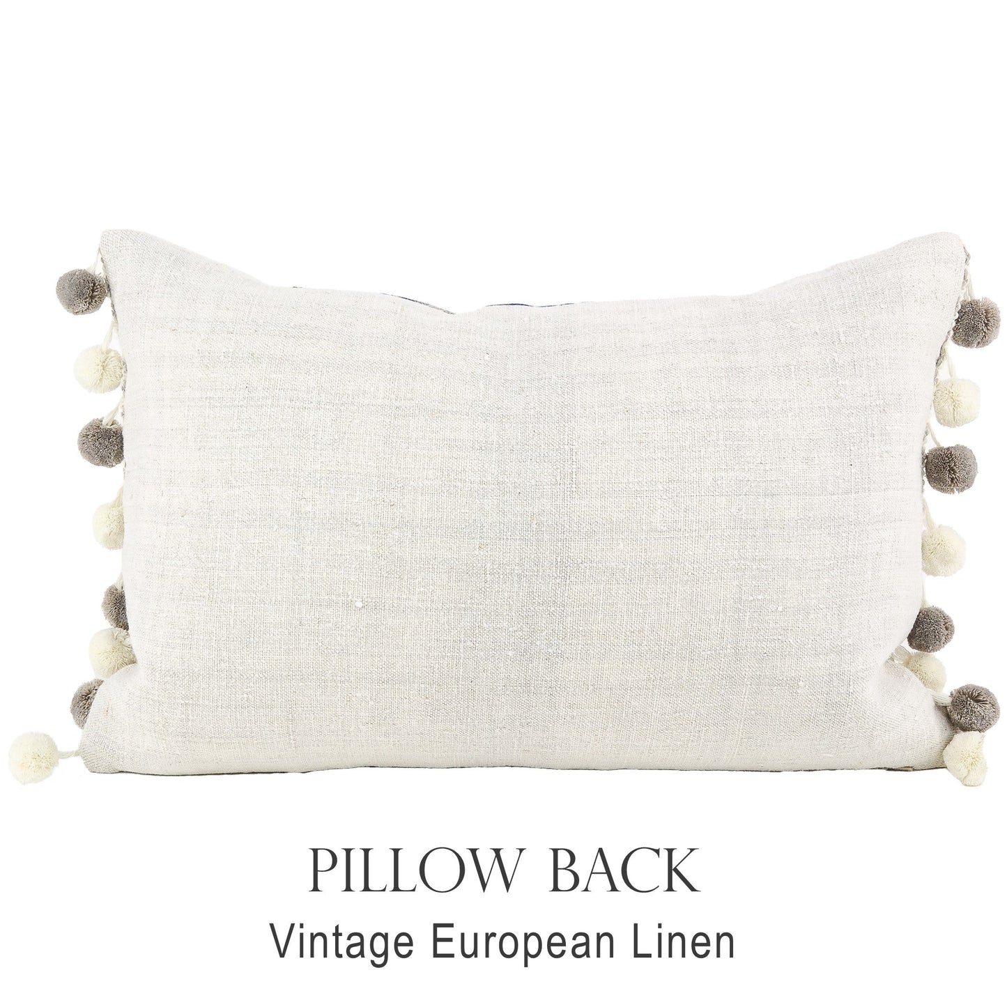 Back of pillow made from vintage European eggshell grain sack linen