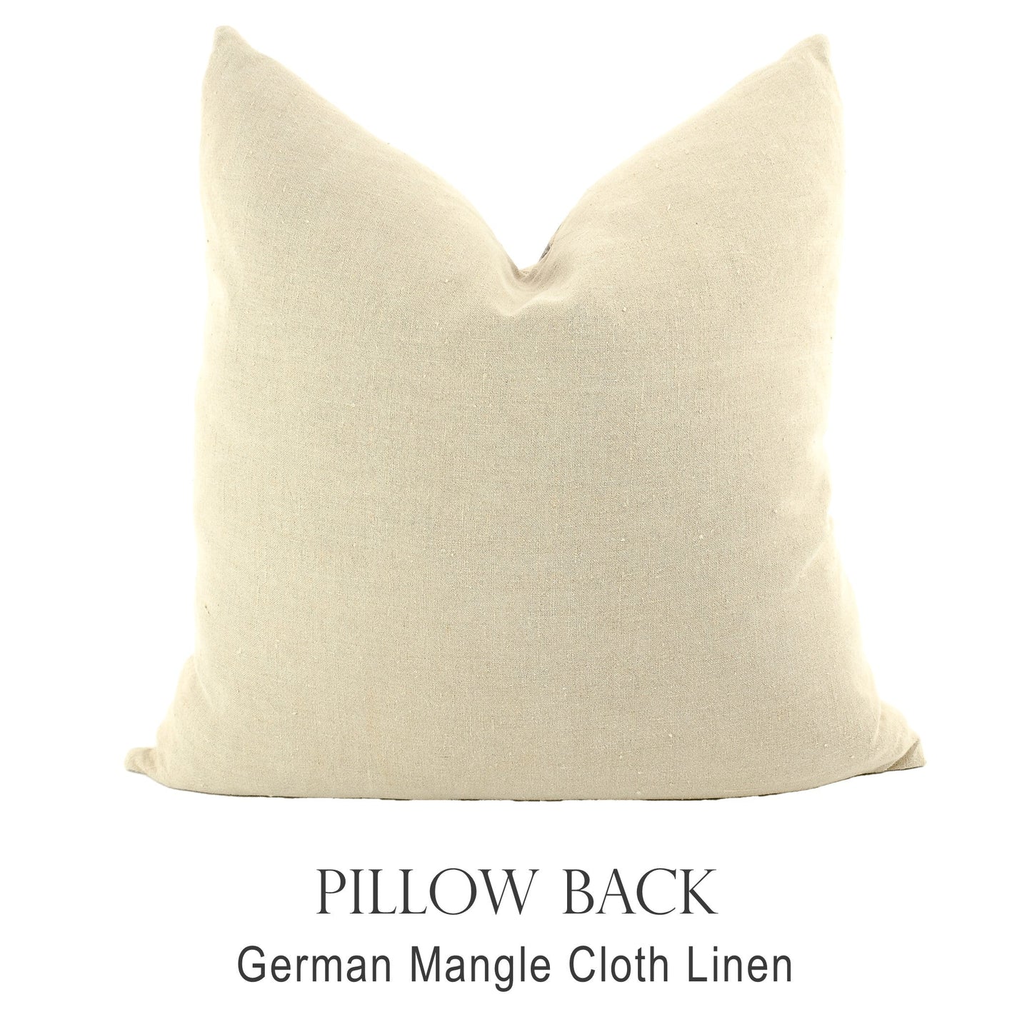 Back of pillow made from vintage German natural tone mangle cloth linen