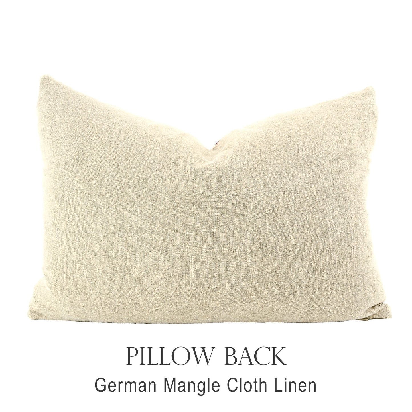 Back of pillow made from vintage German mangle cloth linen