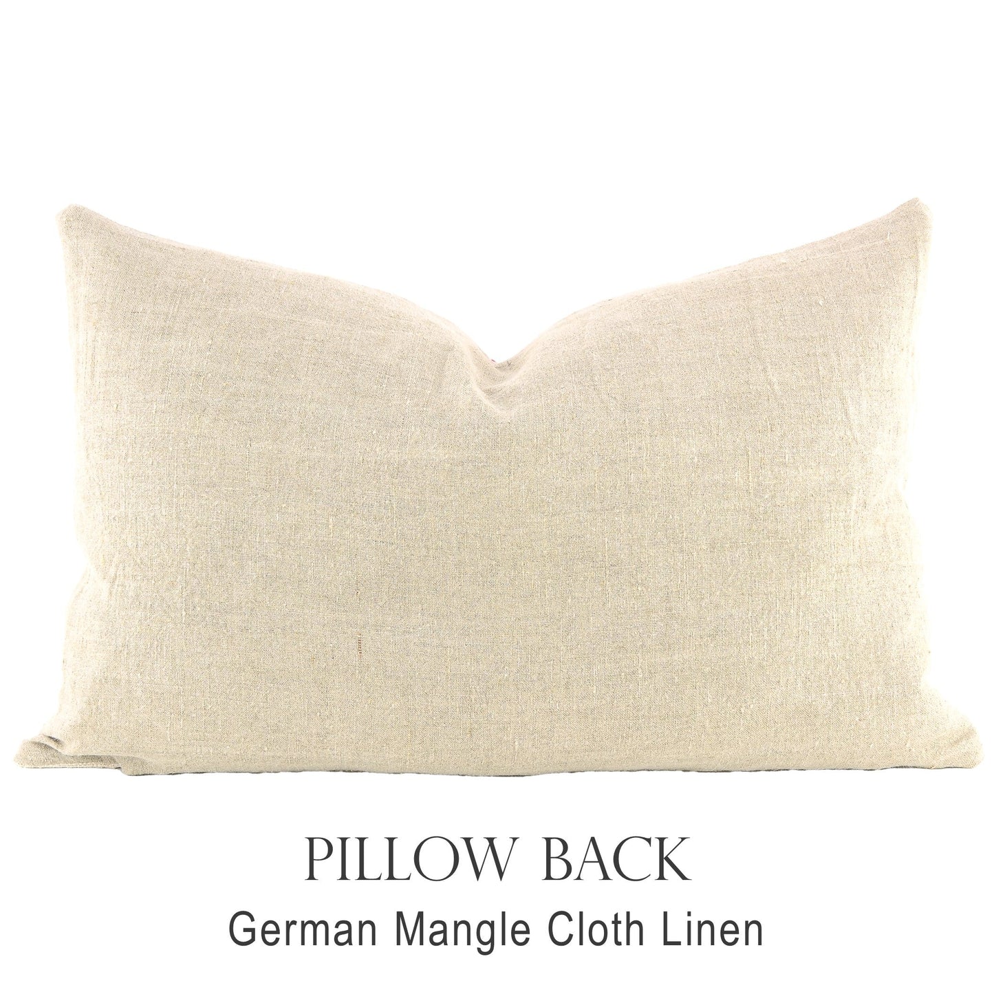 Back of pillow made from vintage German mangle cloth linen