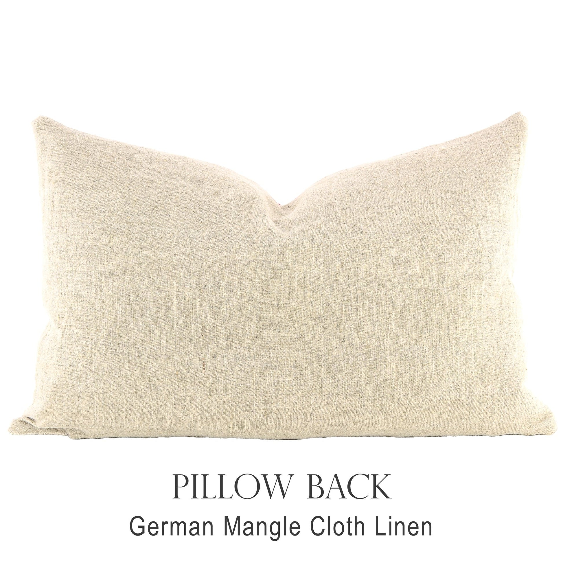 Back of pillow made from vintage German mangle cloth linen