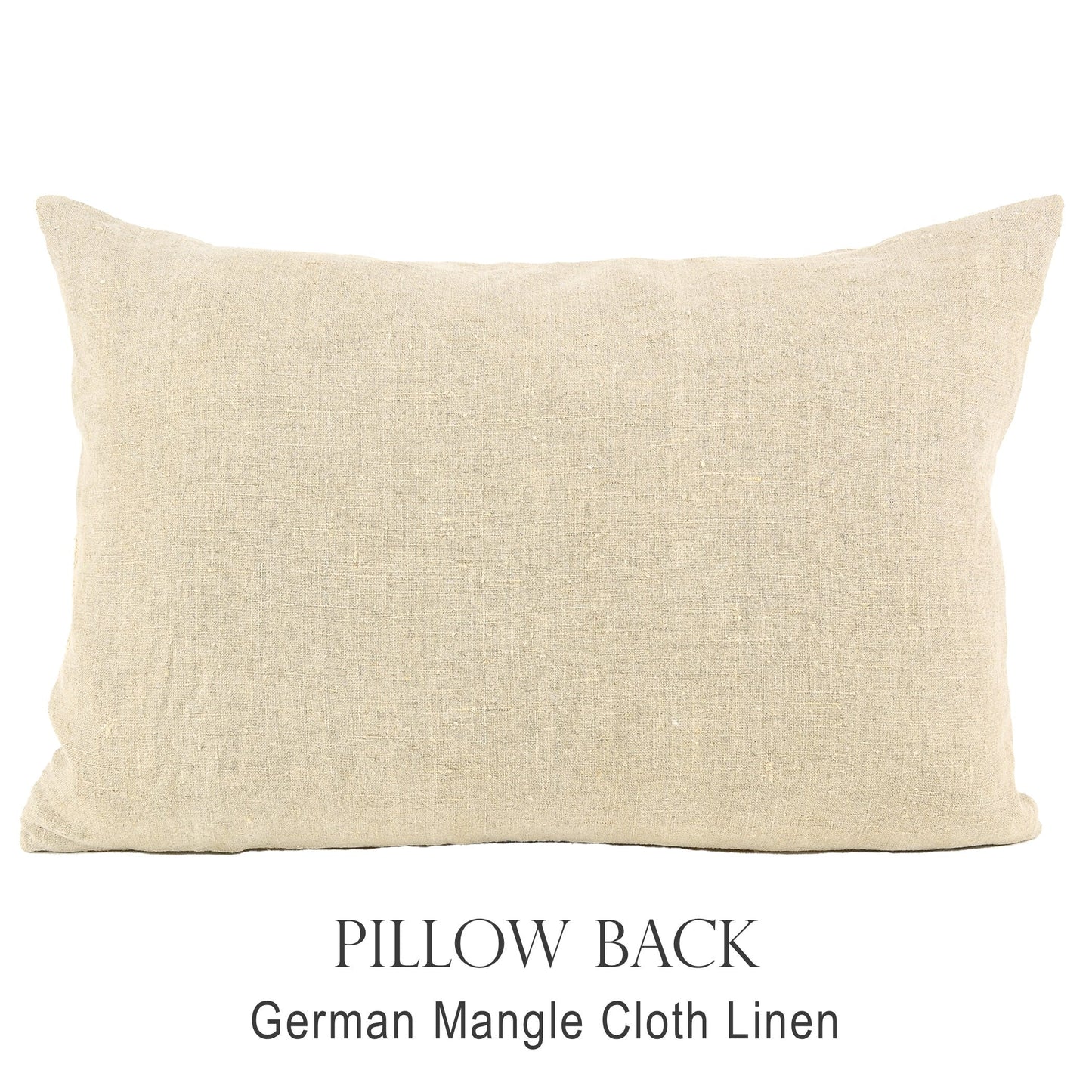 Back of pillow made from vintage German mangle cloth linen