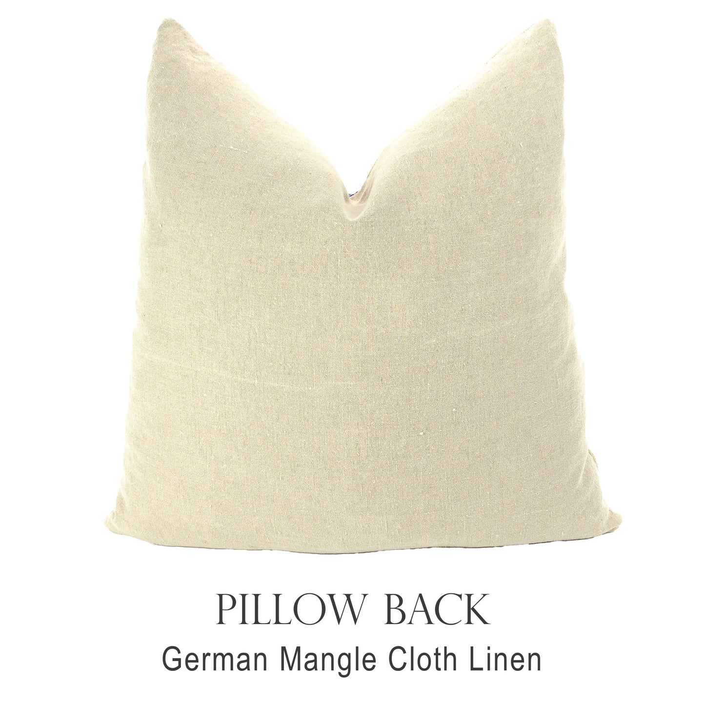 Back of pillow made from vintage German mangle cloth linen