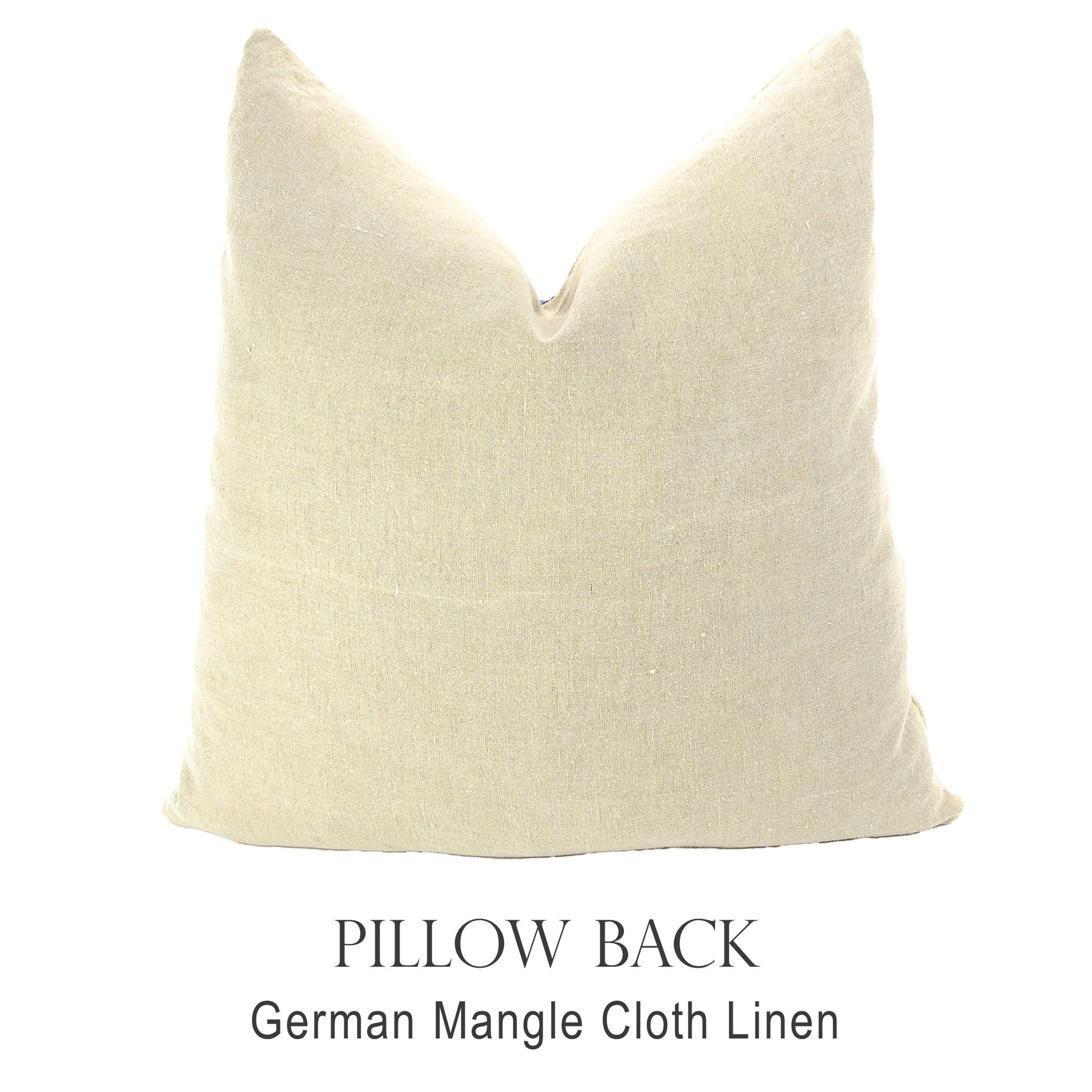 Back of pillow made from vintage German mangle cloth linen