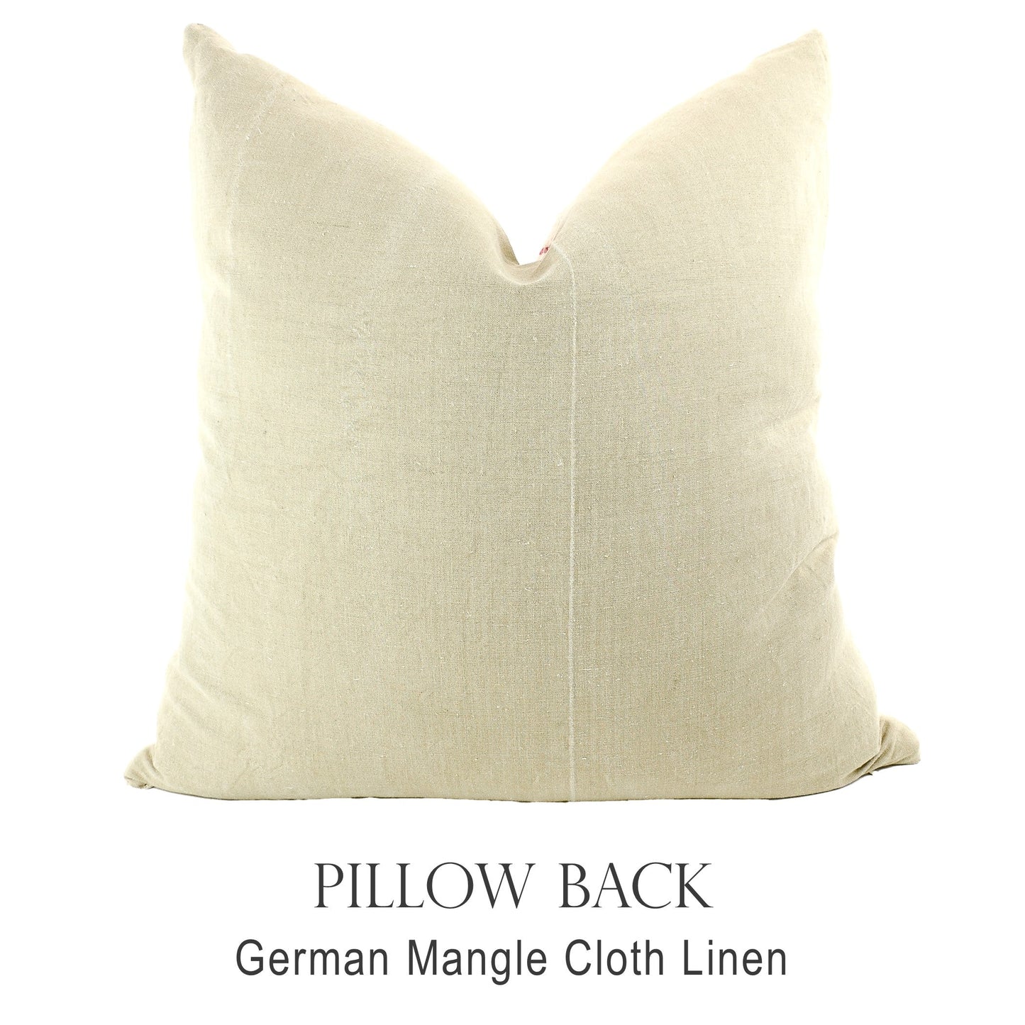 Back of pillow made from vintage German mangle cloth linen