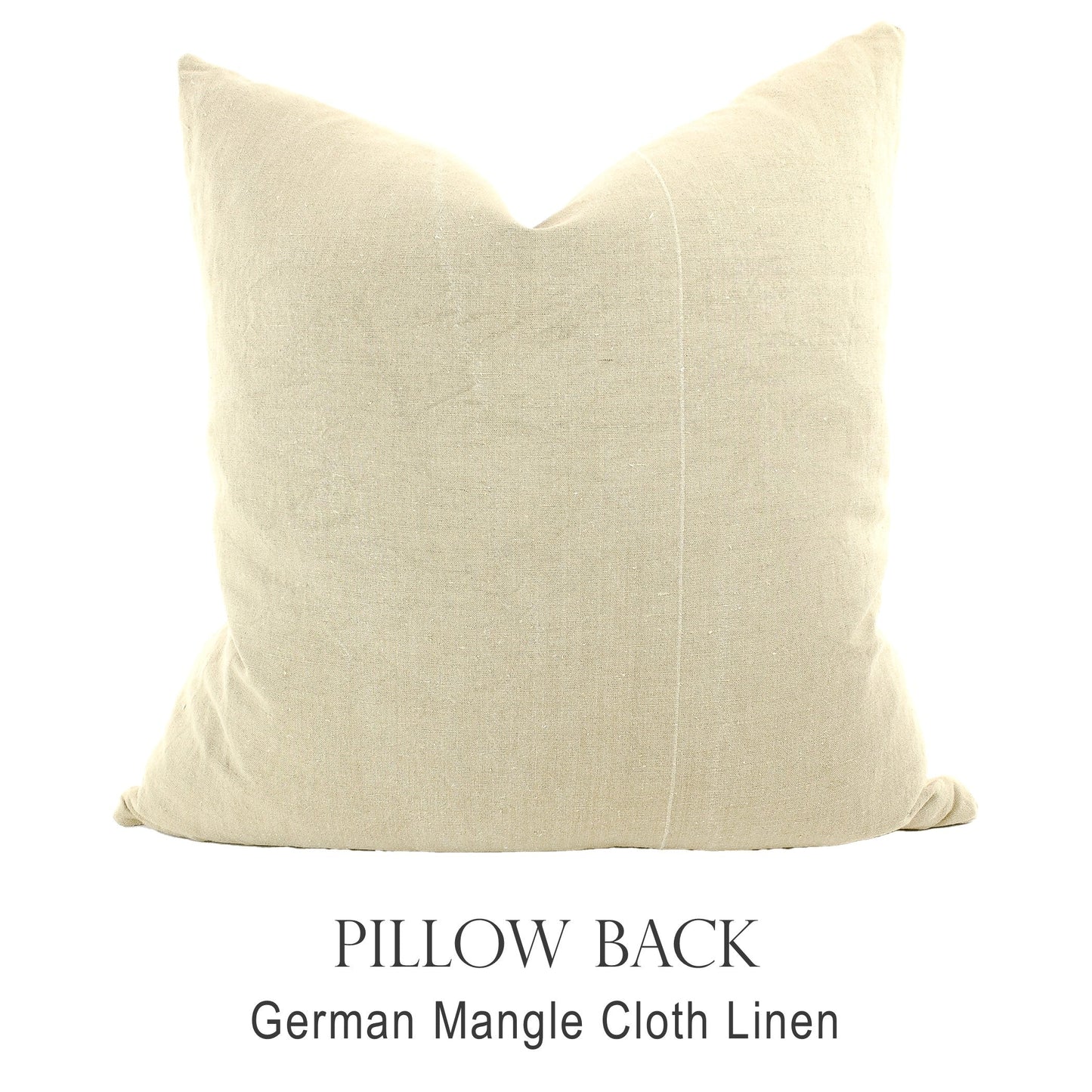 Back of pillow made from vintage German mangle cloth linen