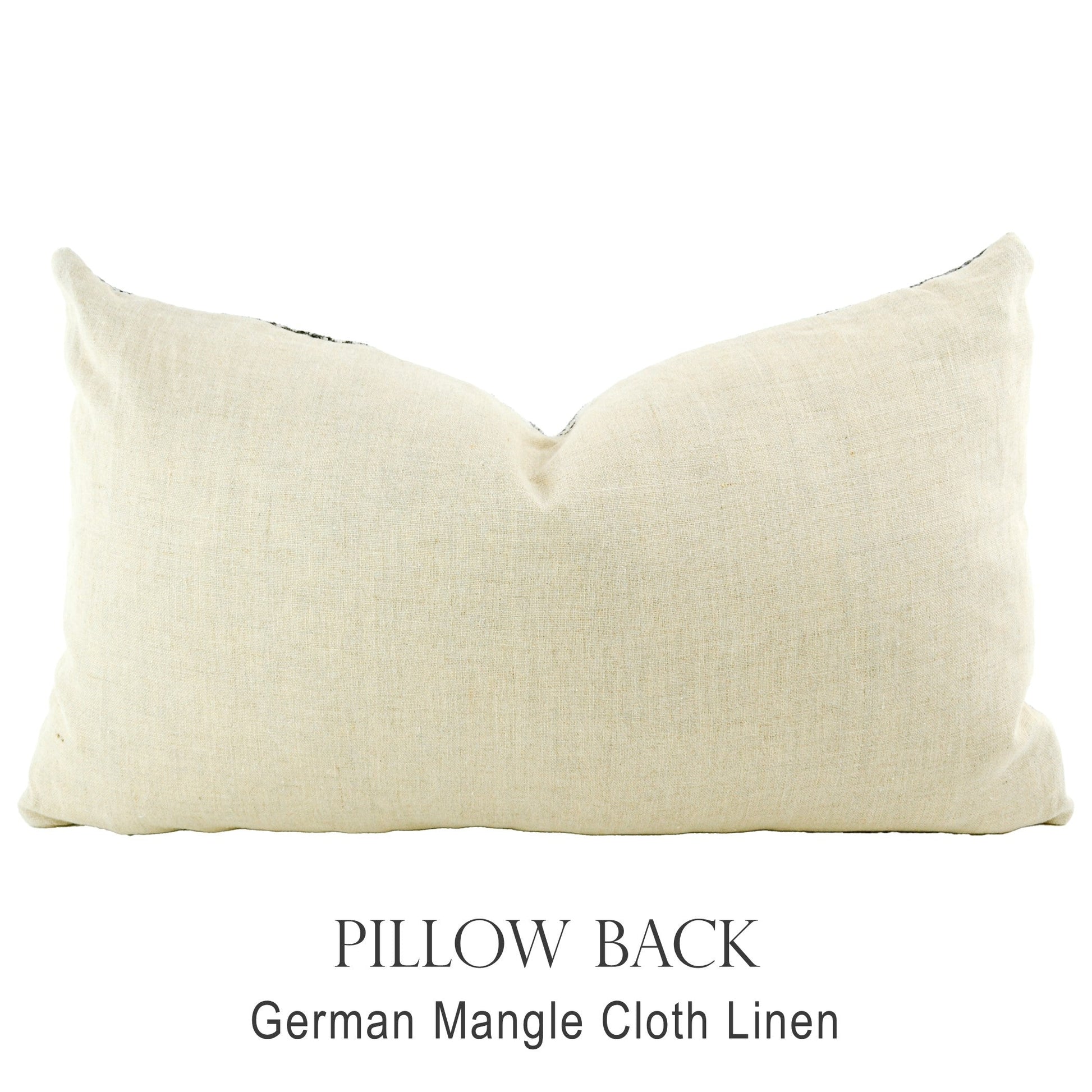 Back of pillow made from vintage German natural tone mangle cloth linen