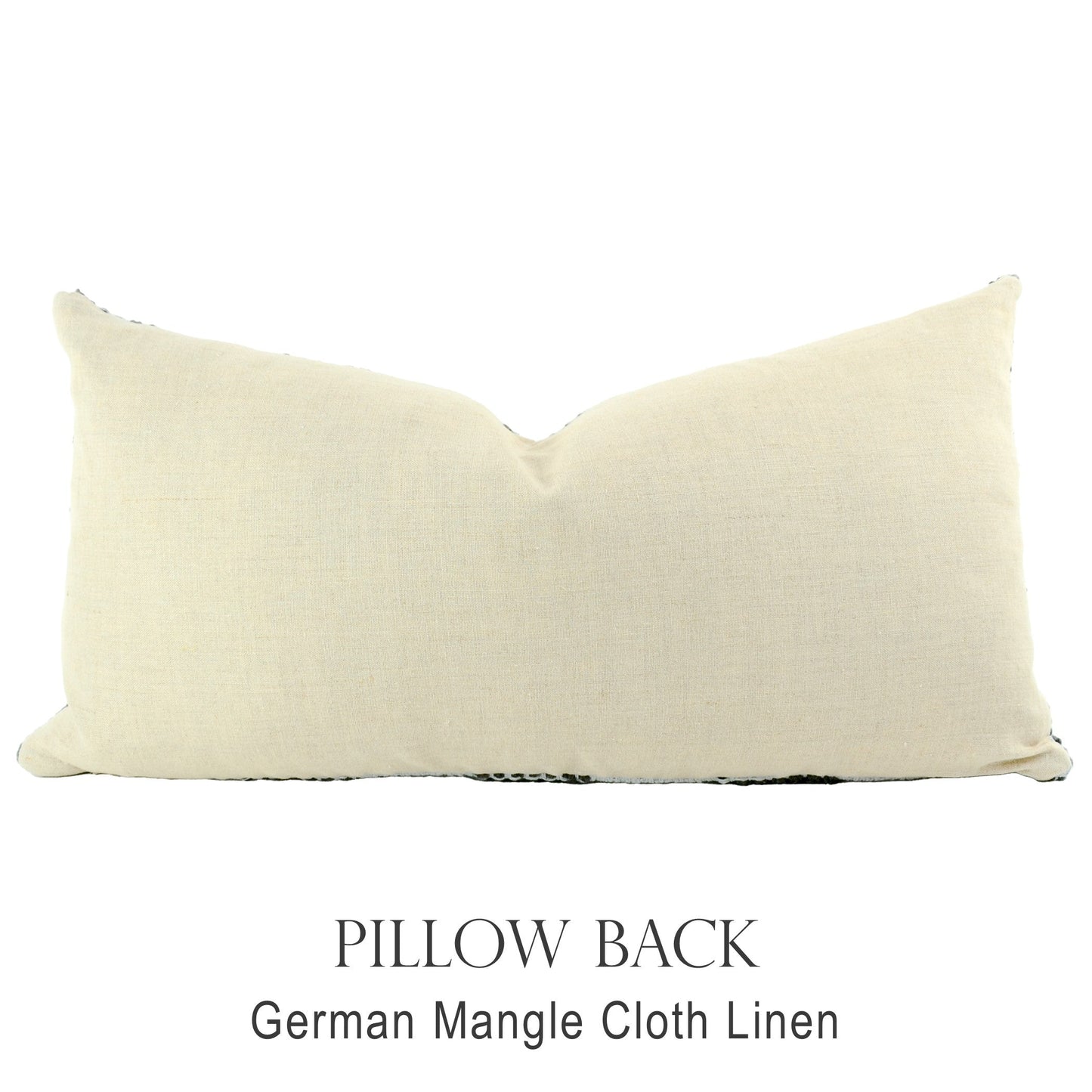 Back of pillow made from vintage German natural tone mangle cloth linen