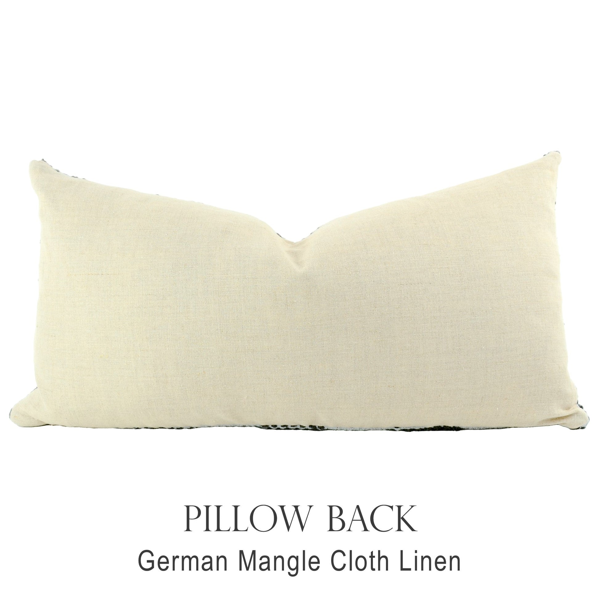 Back of pillow made from vintage German natural tone mangle cloth linen