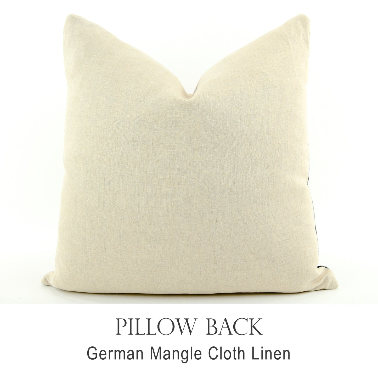 Back of pillow made from vintage German natural tone mangle cloth linen