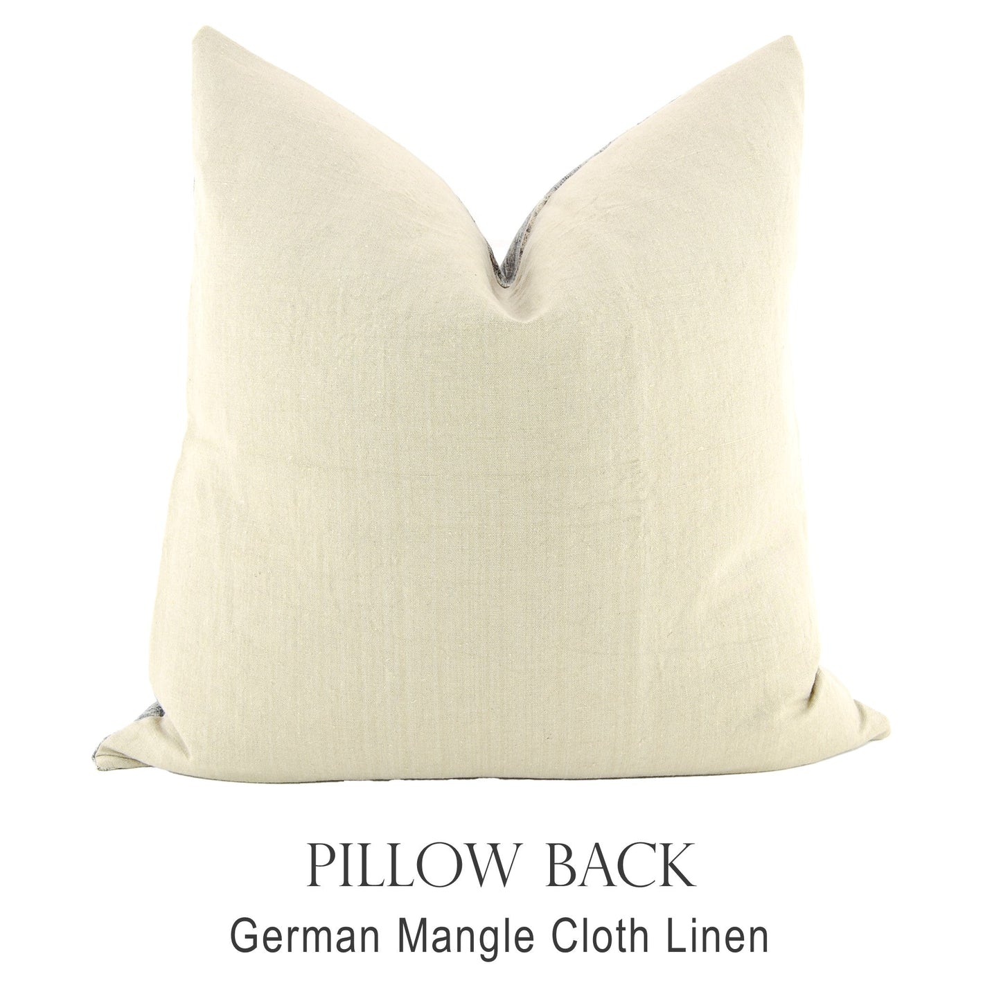 Back of pillow made from vintage German natural tone mangle cloth linen