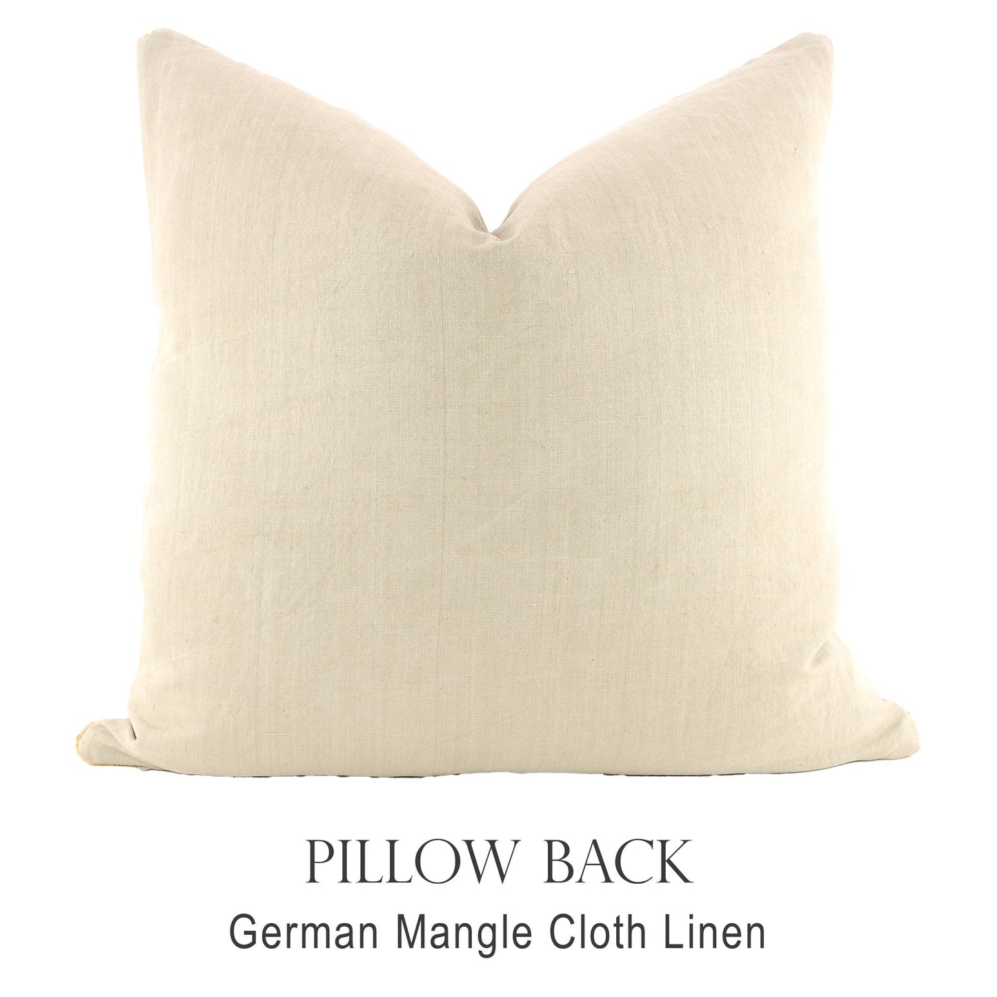 Back of pillow made from vintage German natural tone mangle cloth linen