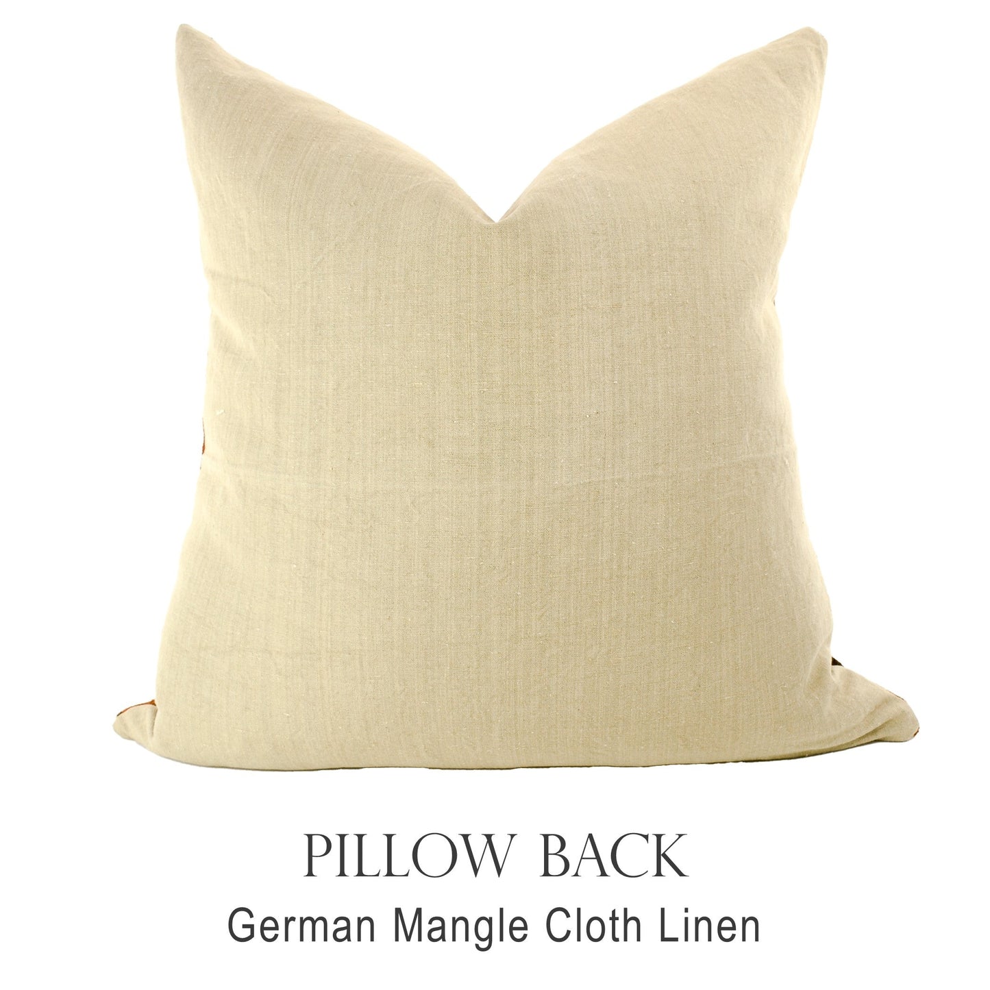 Back of pillow made from vintage German natural tone mangle cloth linen