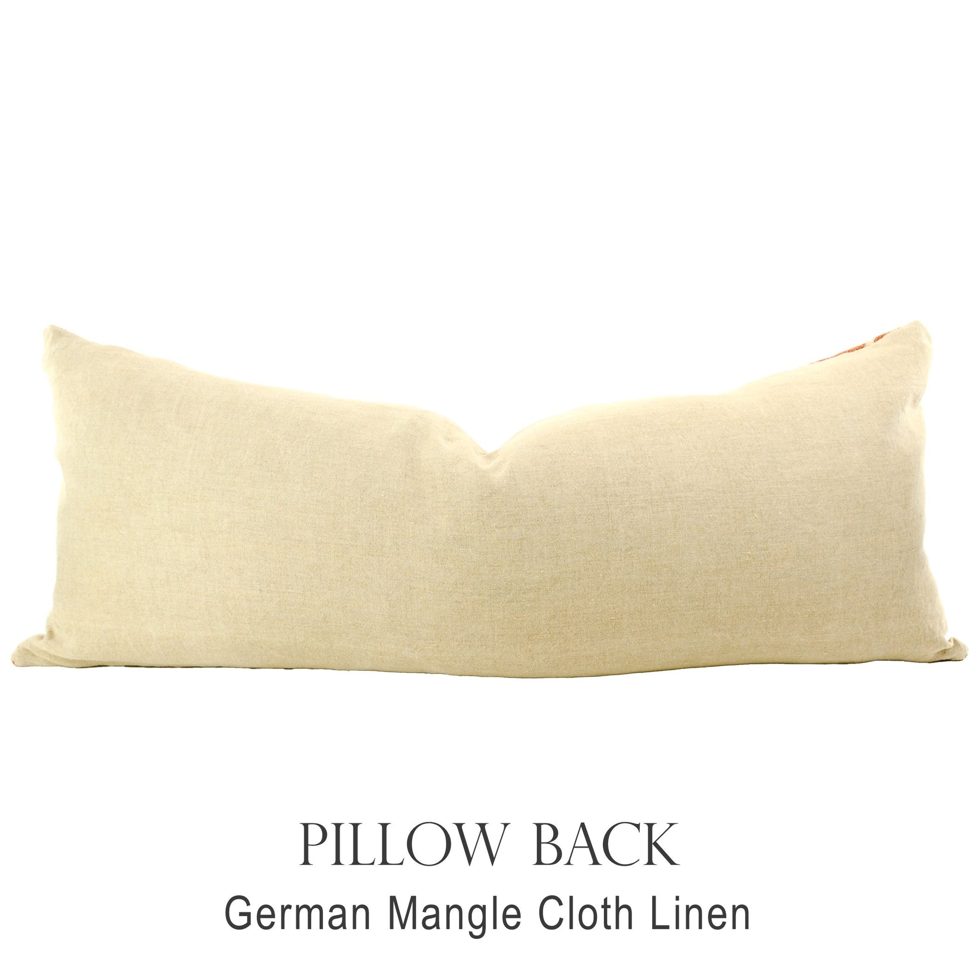 Back of pillow made from vintage German natural tone mangle cloth linen