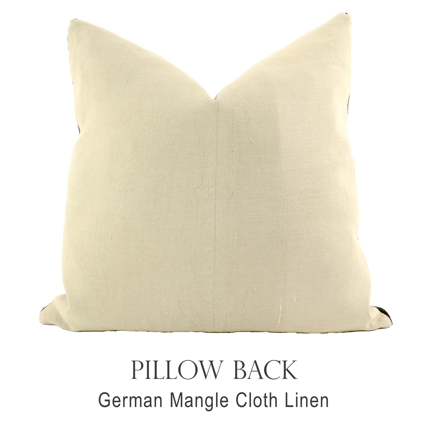 Back of pillow made from vintage German natural tone mangle cloth linen