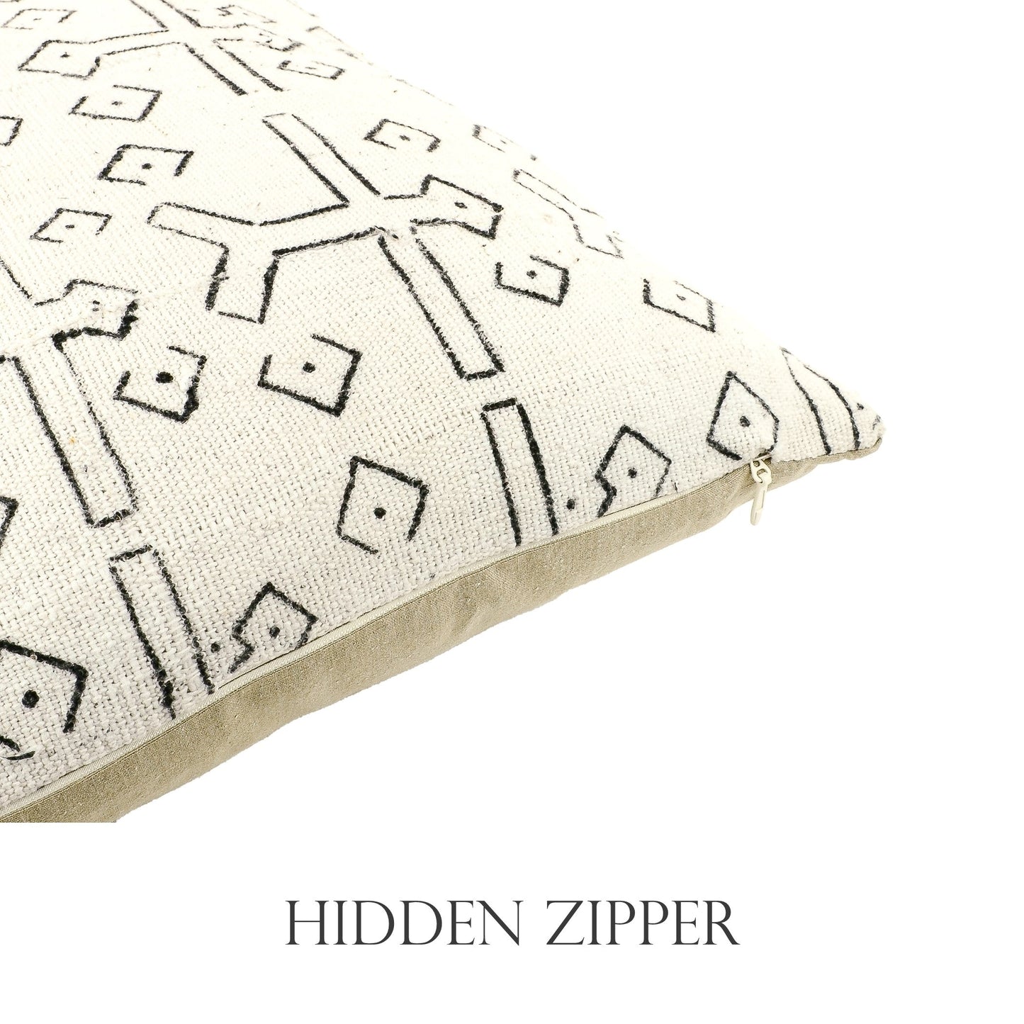 Hidden zipper closure allows removal of the insert to care for the cover