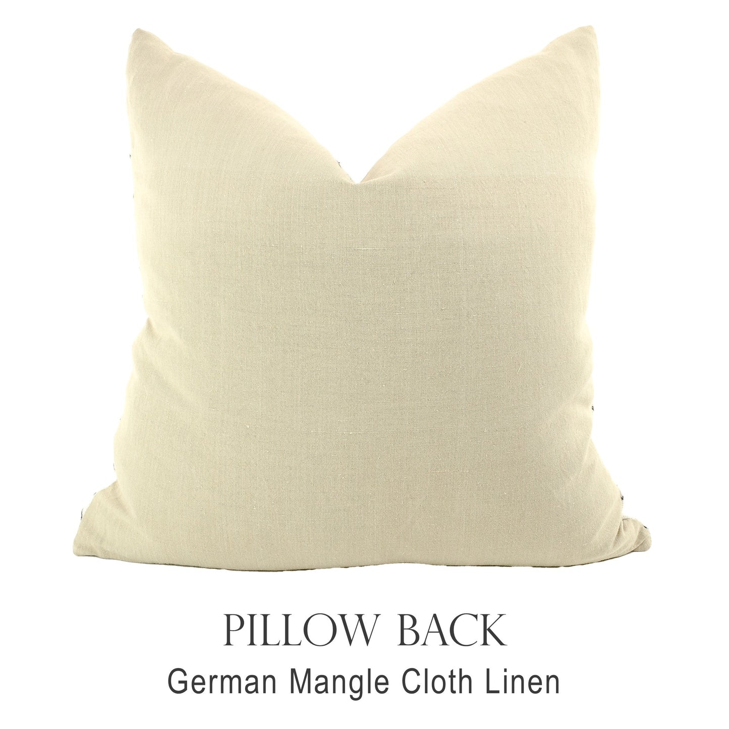 Back of pillow made from vintage German natural tone mangle cloth linen