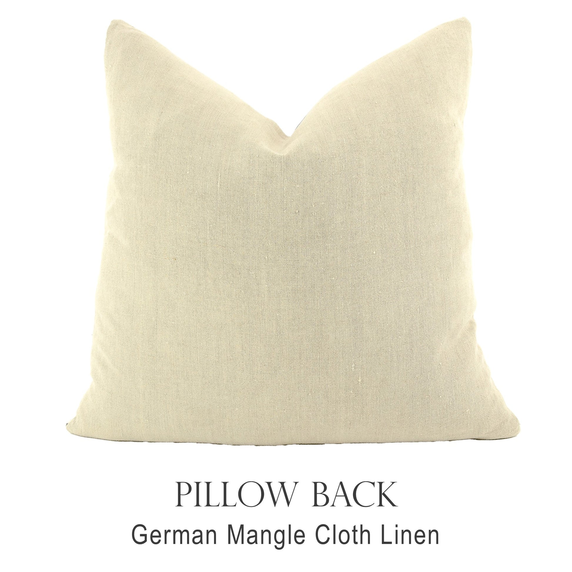 Back of pillow made from vintage German natural tone mangle cloth linen