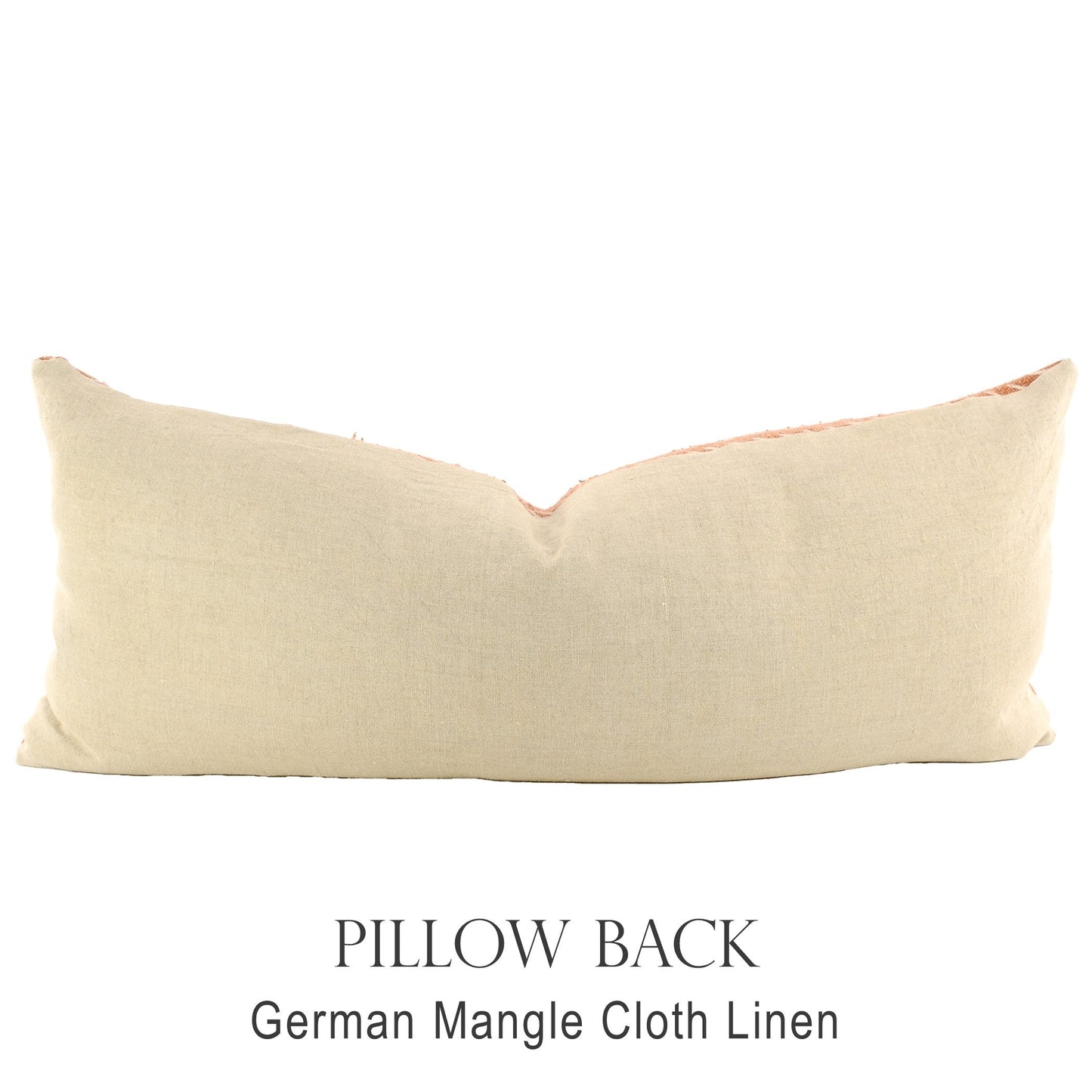 Back of pillow made from vintage German natural tone mangle cloth linen