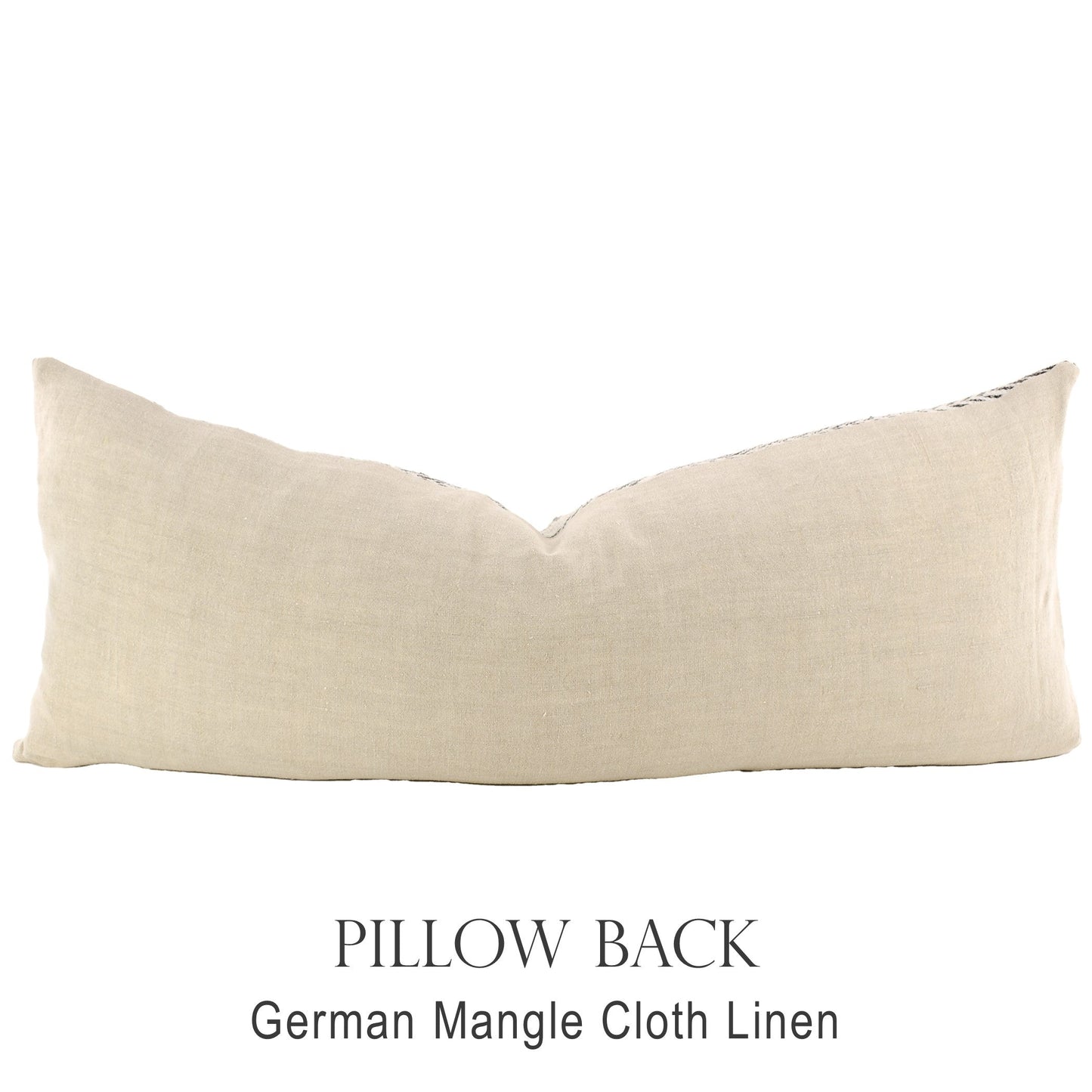 Back of pillow made from vintage German natural tone mangle cloth linen