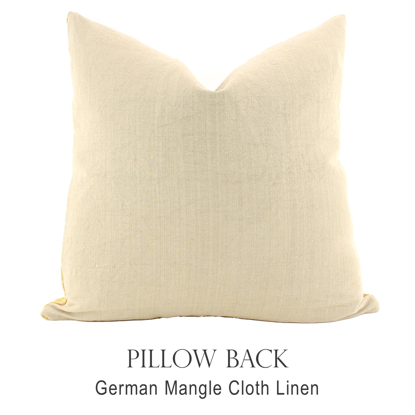 Back of pillow made from vintage German natural tone mangle cloth linen