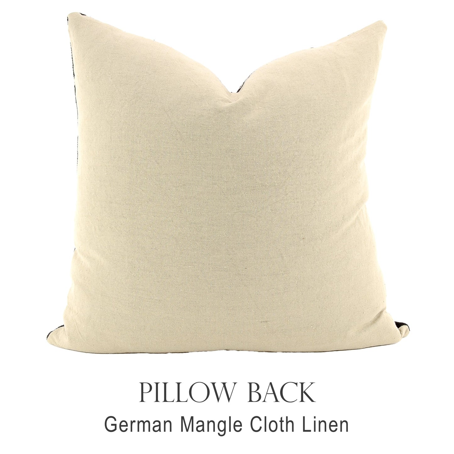 Back of pillow made from vintage German natural tone mangle cloth linen