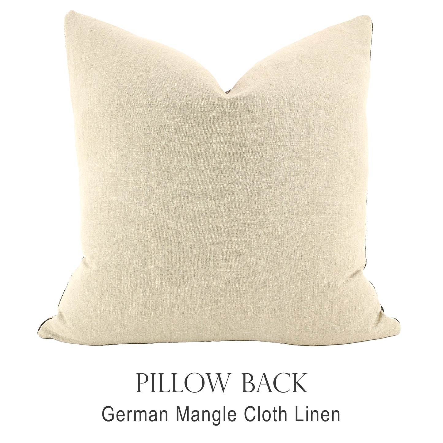 Back of pillow made from vintage German natural tone mangle cloth linen