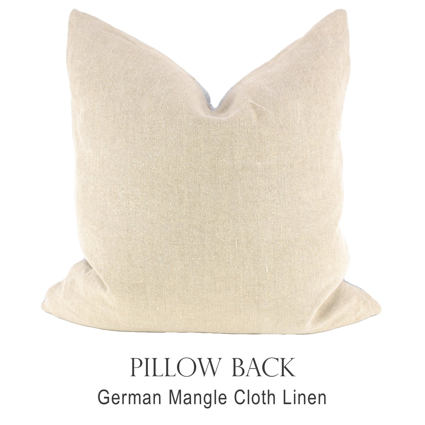 Back of pillow made from vintage German natural tone mangle cloth linen