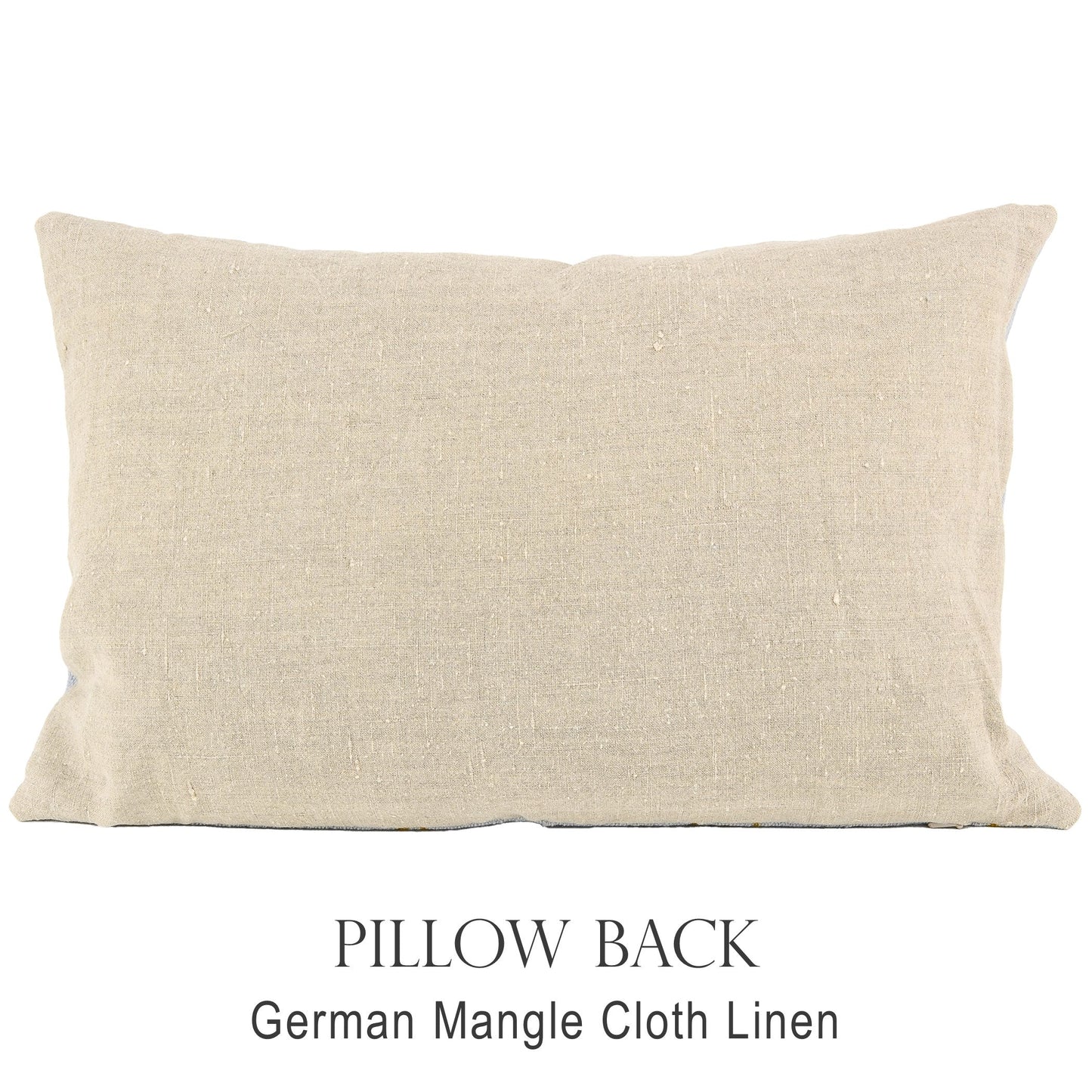 Back of pillow made from vintage German natural tone mangle cloth linen