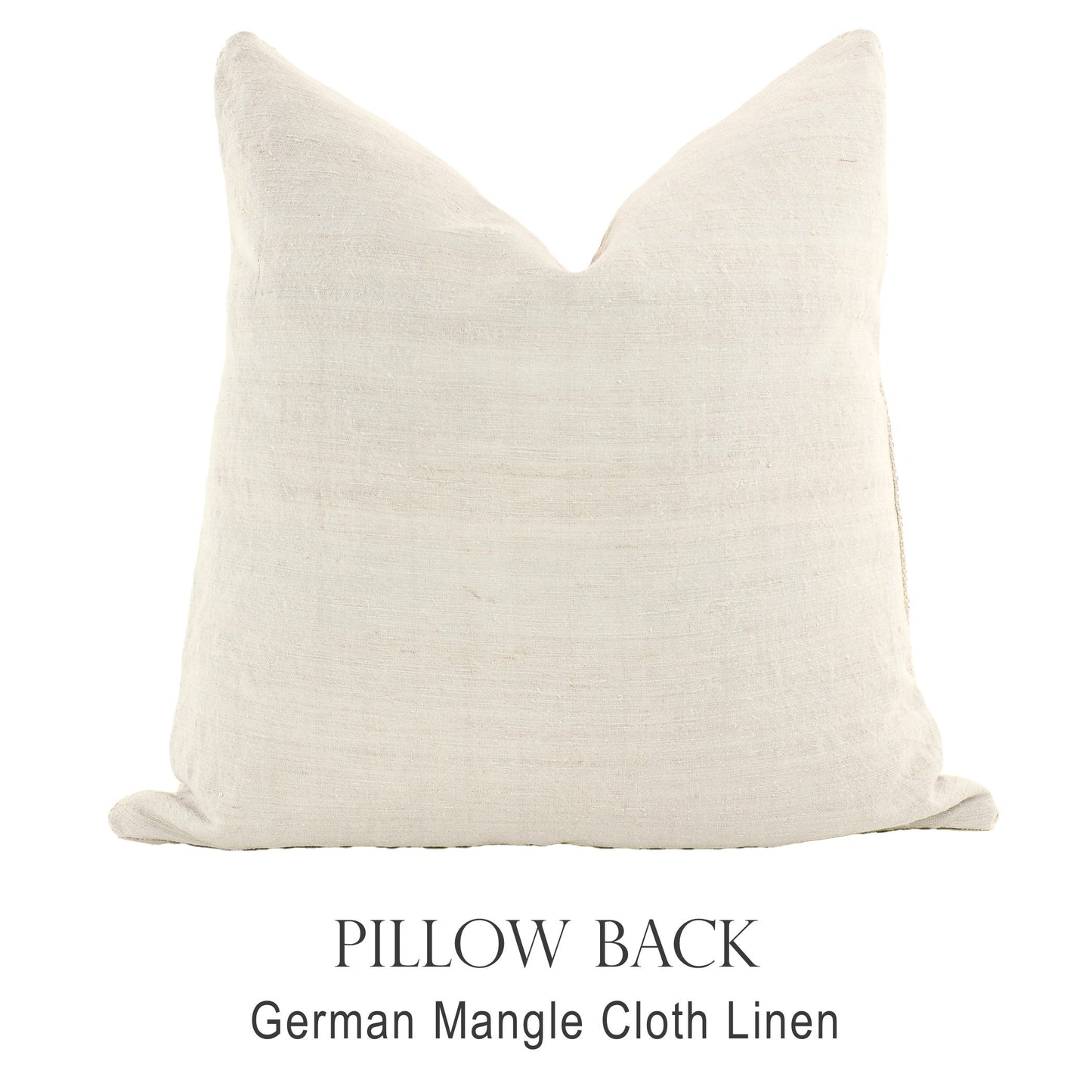 Back of pillow made from vintage German natural tone mangle cloth linen