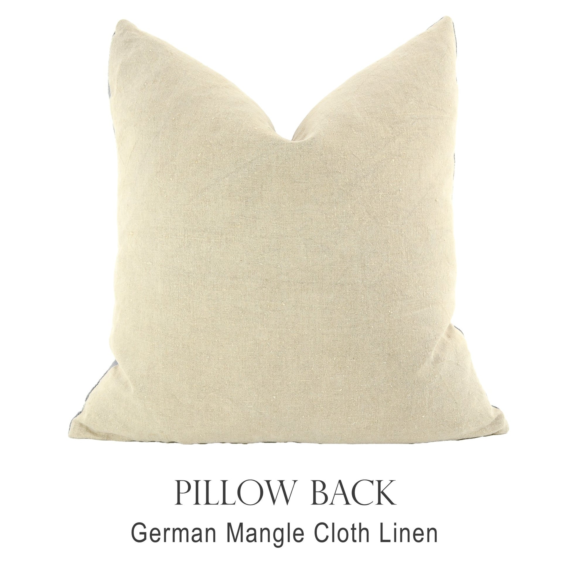 Back of pillow made from vintage German natural tone mangle cloth linen