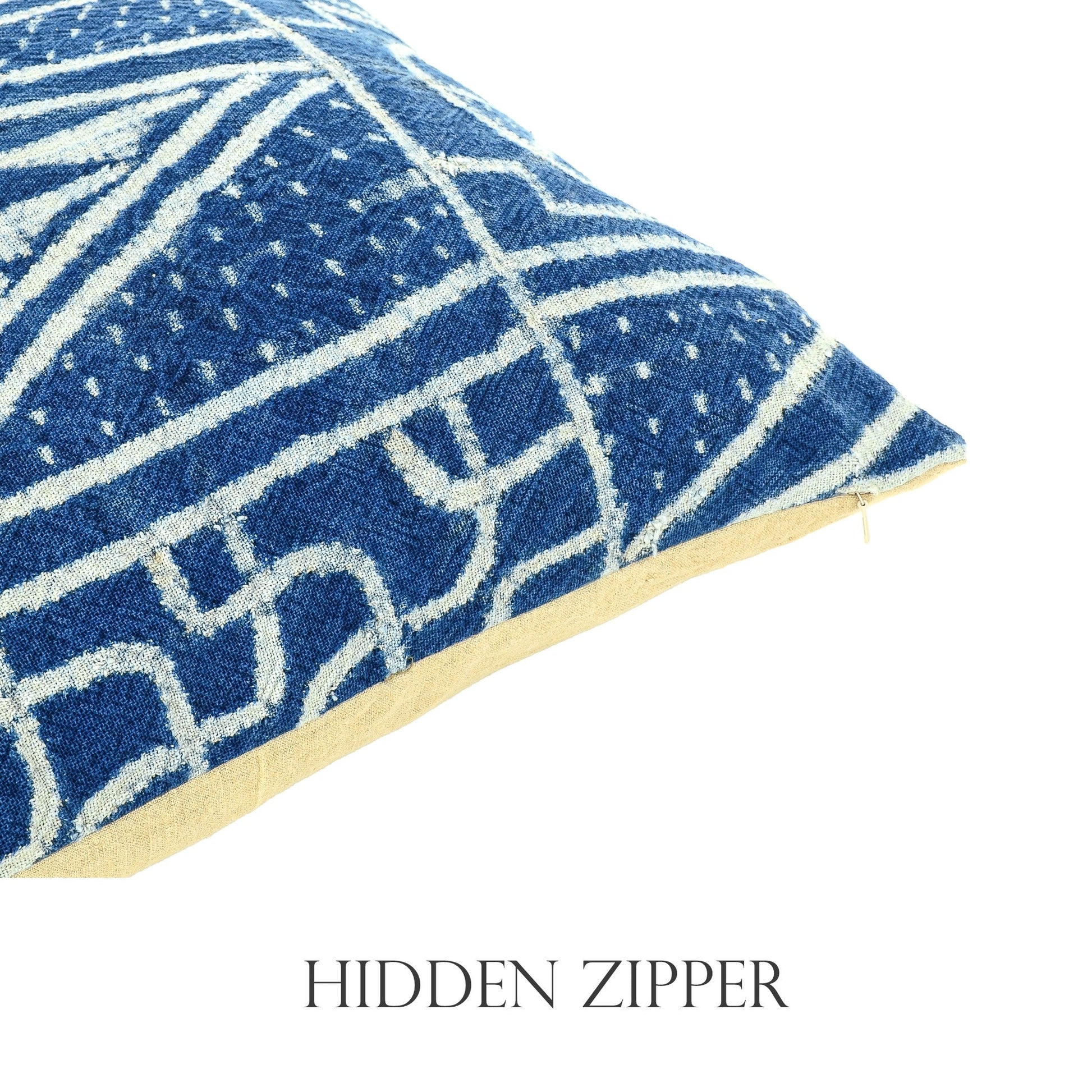 Hidden zipper closure allows removal of the insert to care for the cover