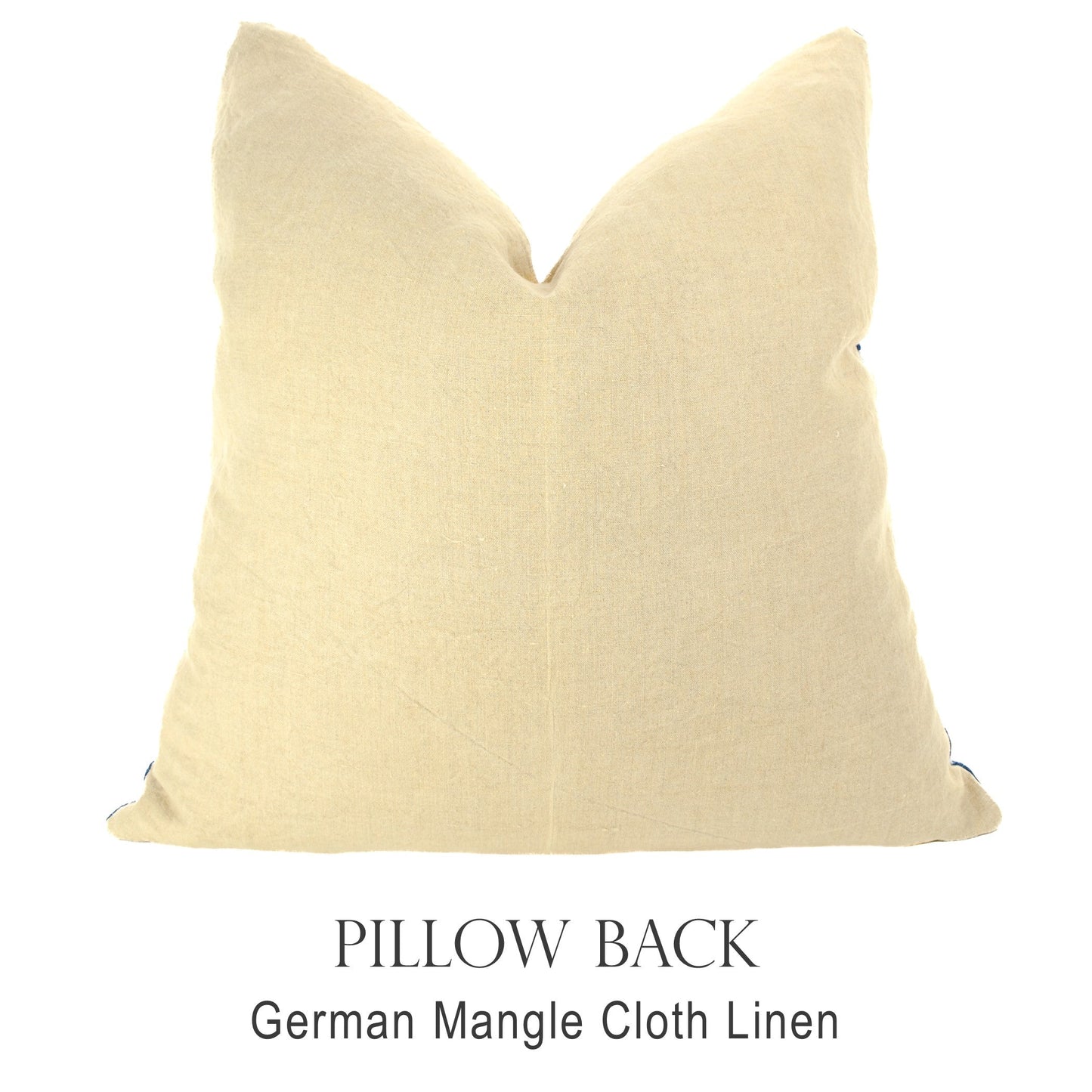 Back of pillow made from vintage German natural tone mangle cloth linen