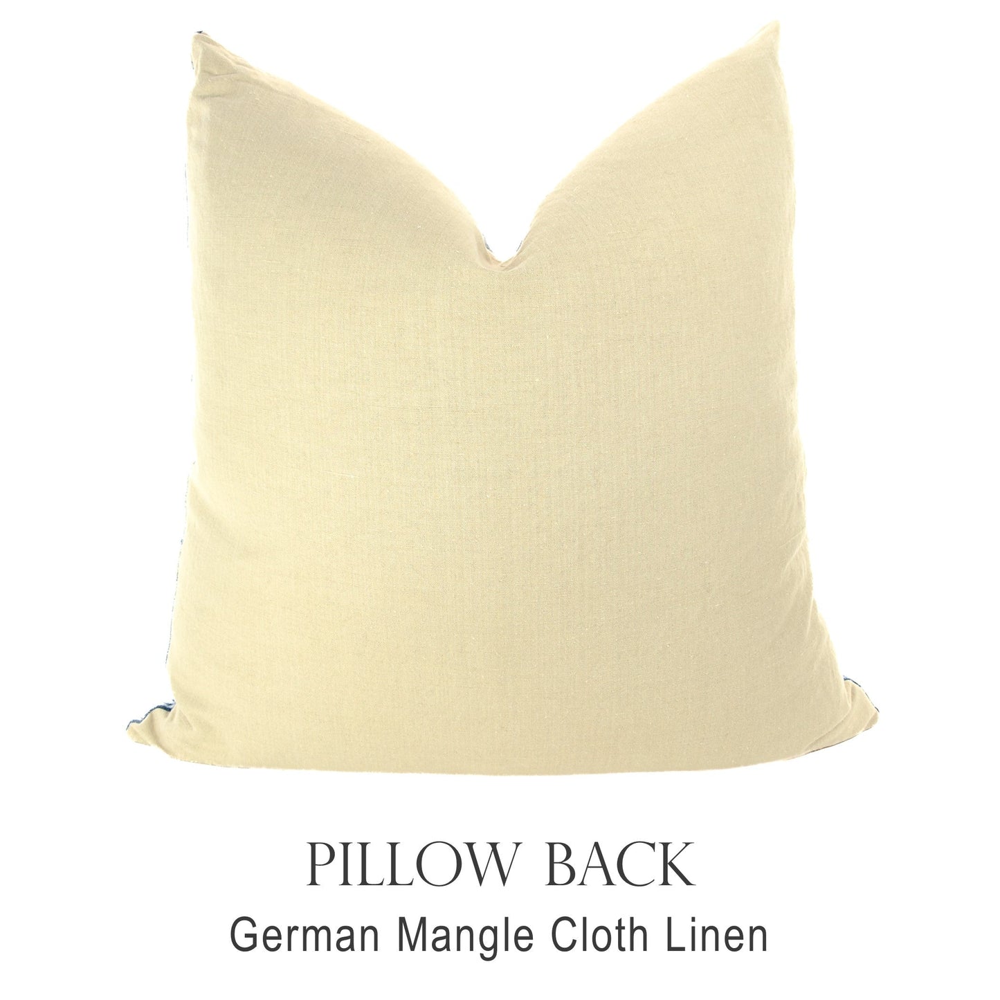 Back of pillow made from vintage German natural tone mangle cloth linen